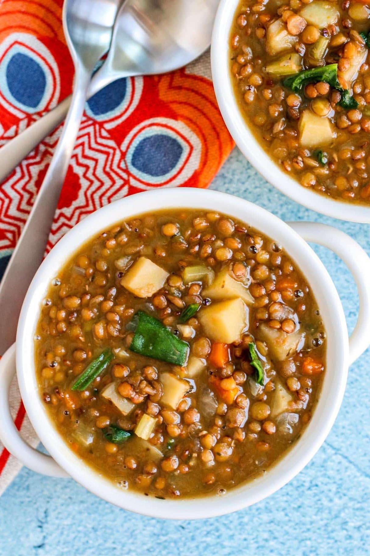 Vegan Instant Pot Lentil & Potato Soup