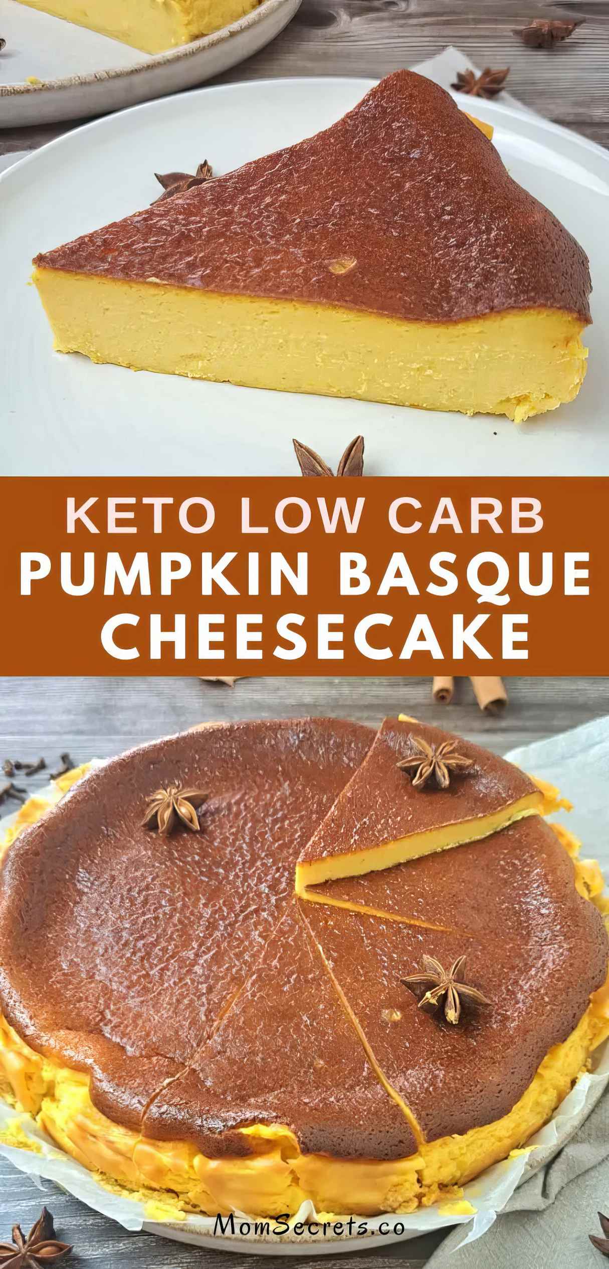 Delicious Keto Pumpkin Basque Burnt Cheesecake