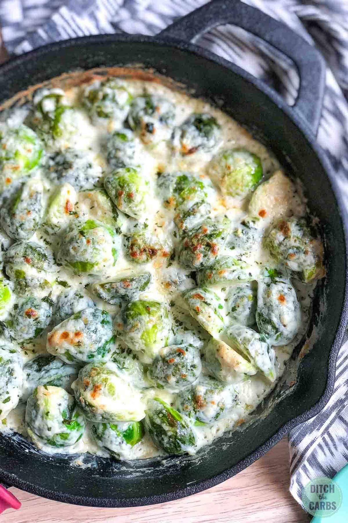Healthy Creamed Brussels Sprouts (Vegetarian, Keto, Low Carb)