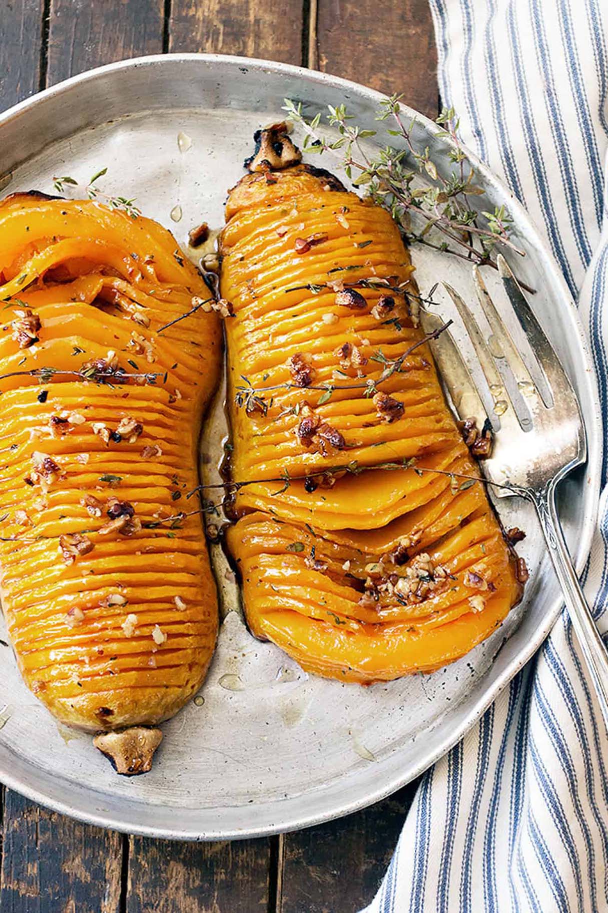 Maple Pecan Hasselback Butternut Squash