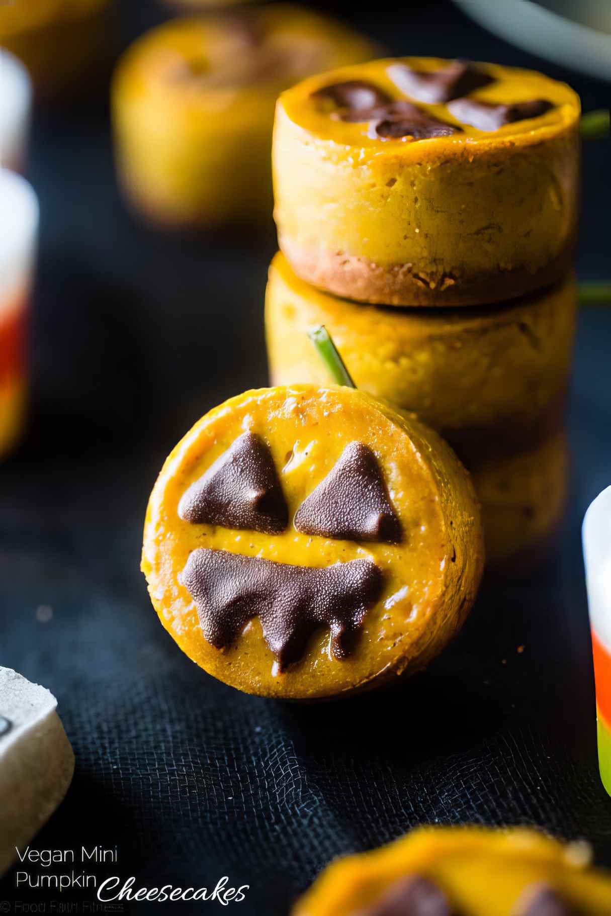 Healthy Mini Cheesecake Jack-O-Lanterns - Vegan Pumpkin Muffins