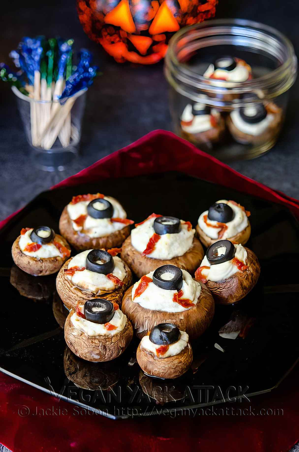 Stuffed Mushroom Eyeballs for Halloween