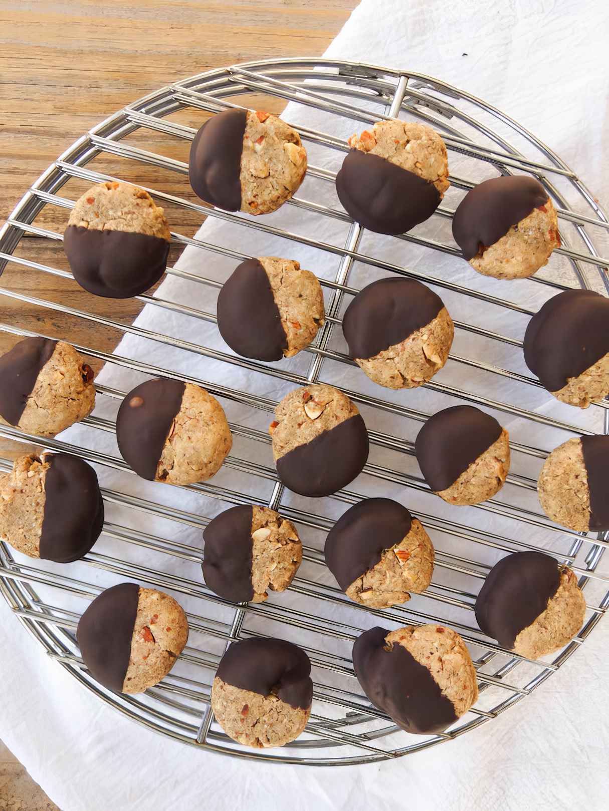 Dark Chocolate Dipped Chai Almond Cookies