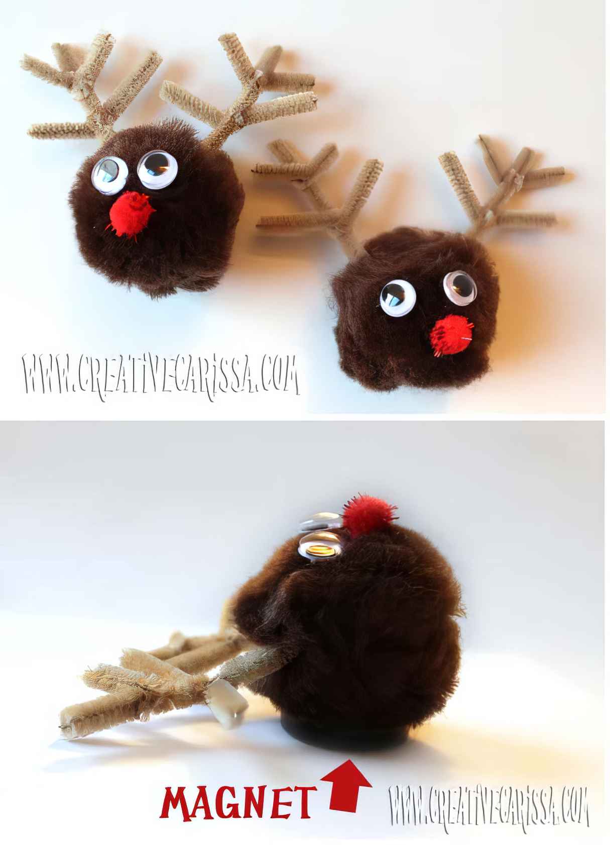 Make Reindeer Pom-Pom Magnets