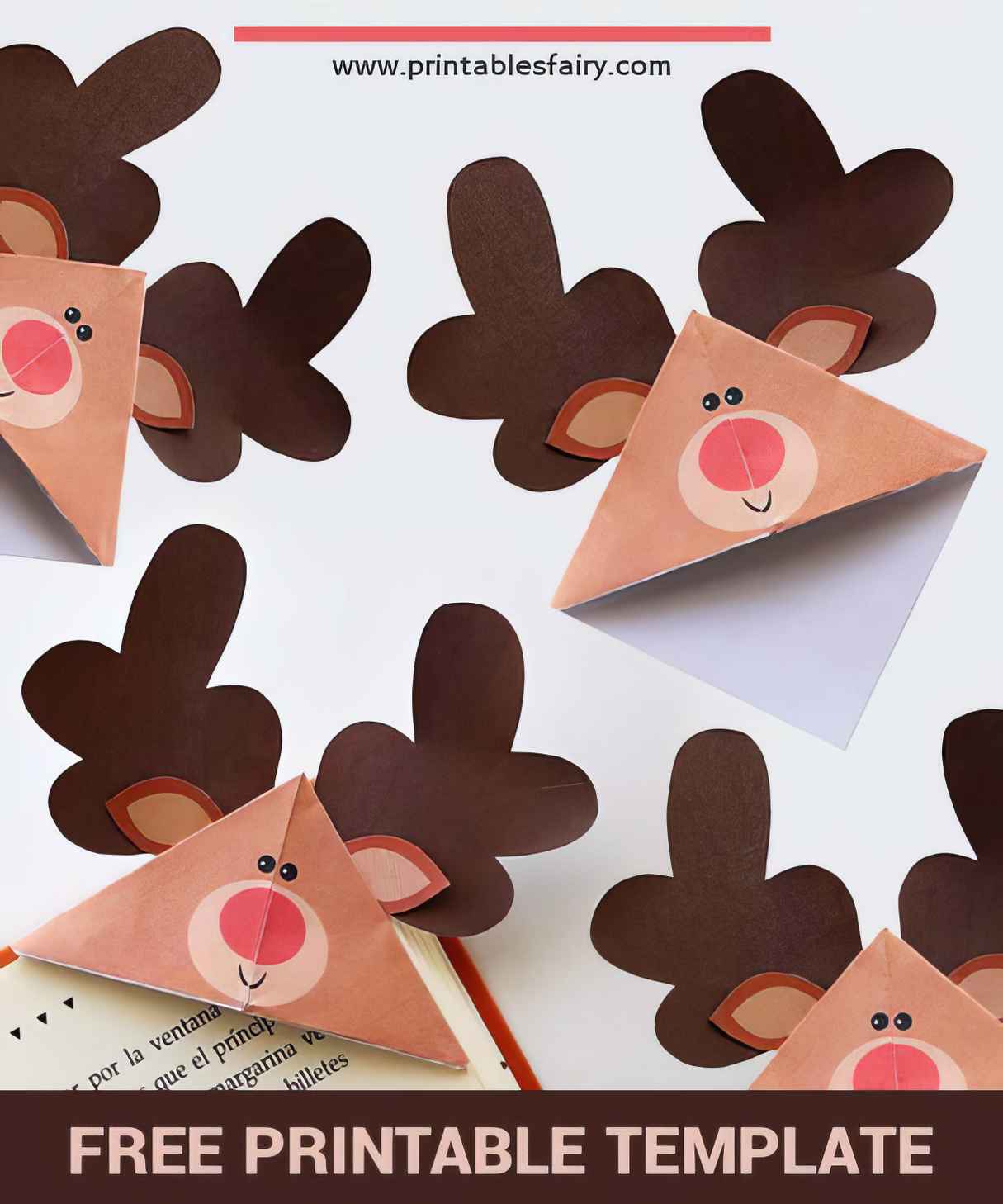 Reindeer Corner Bookmarks {Easy Christmas Origami}