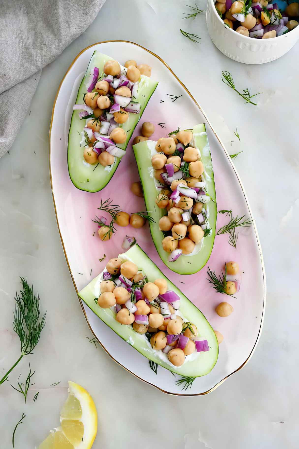 Chickpea Salad Cucumber Boats