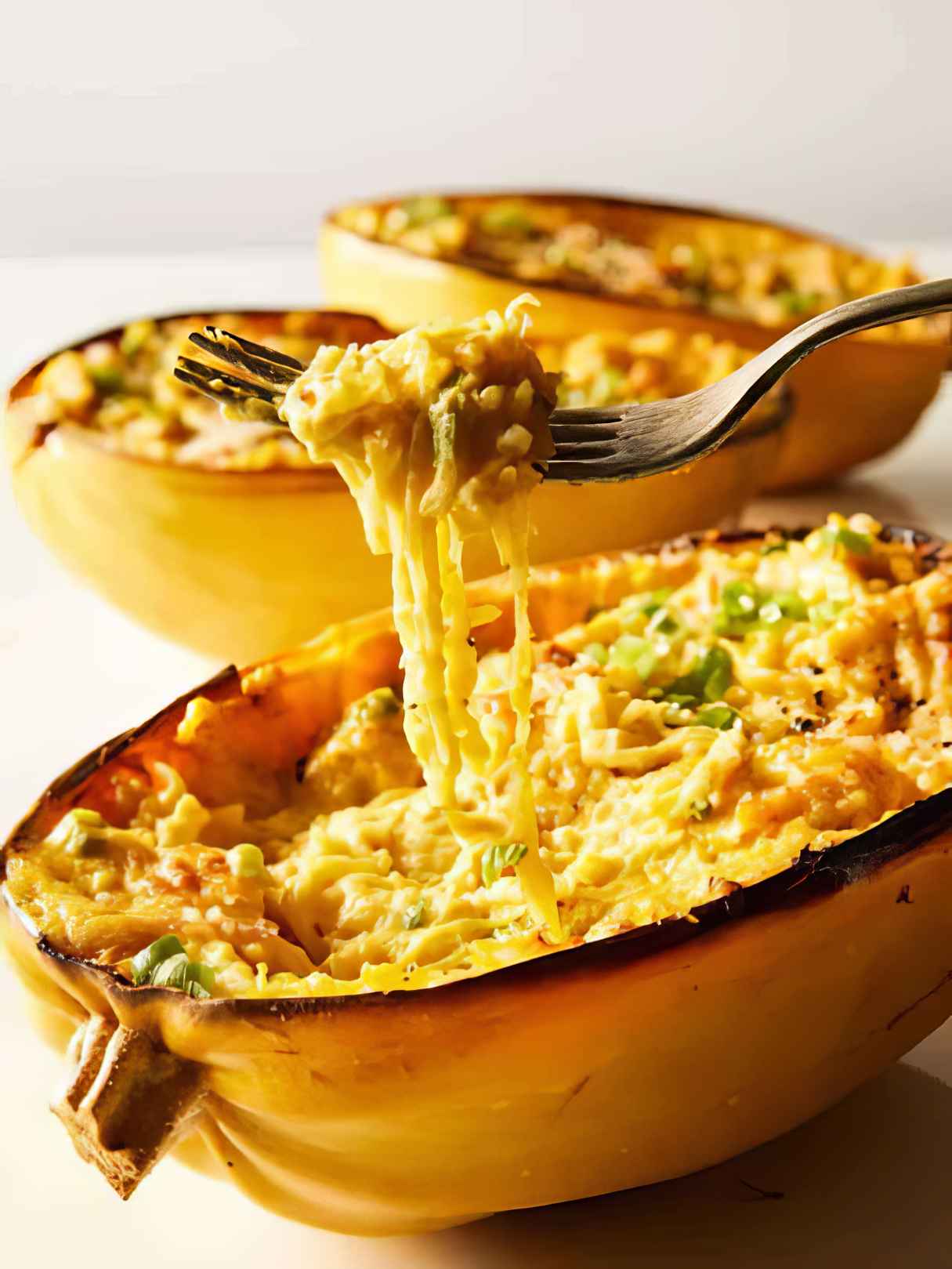 Vegan Baked Spaghetti Squash with Pumpkin Alfredo