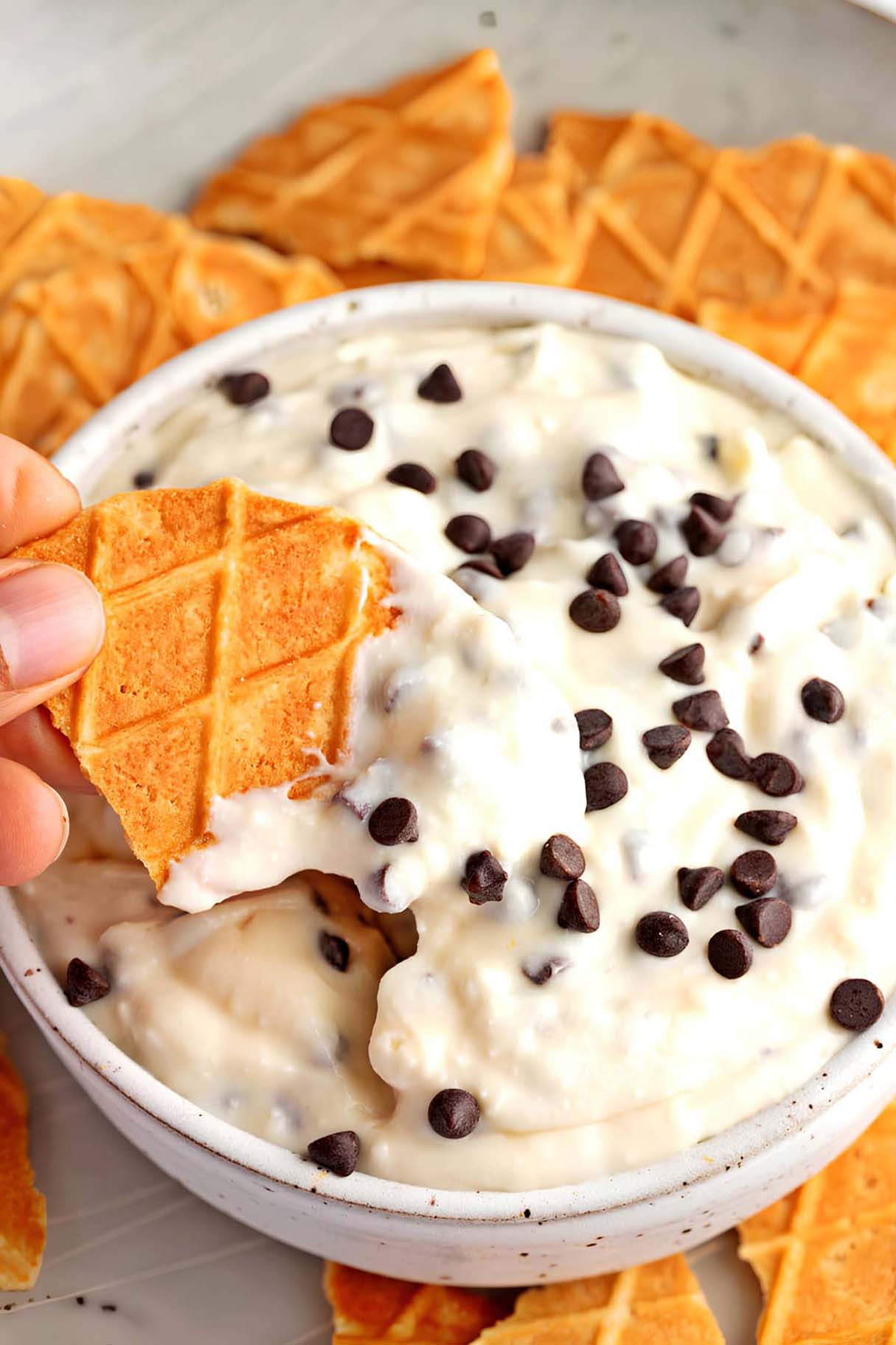 Cannoli Dip Recipe with Cinnamon Chips - Creamy Protein Dessert!