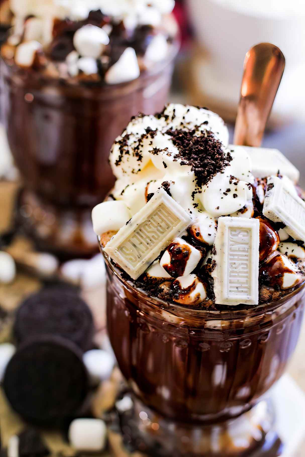 Ooey Gooey Cookies and Cream Hot Chocolate