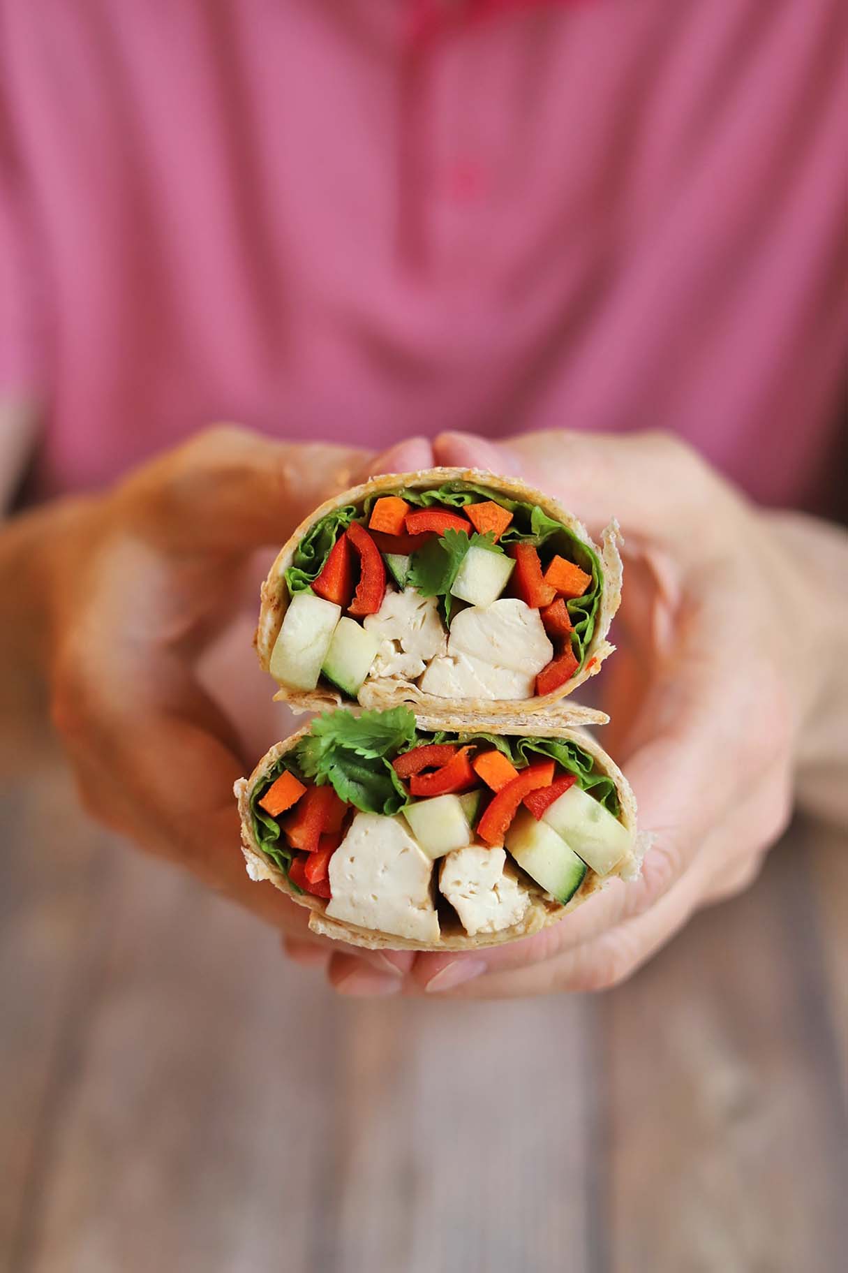 Spring Roll Tortilla Wraps With Spicy Peanut Sauce