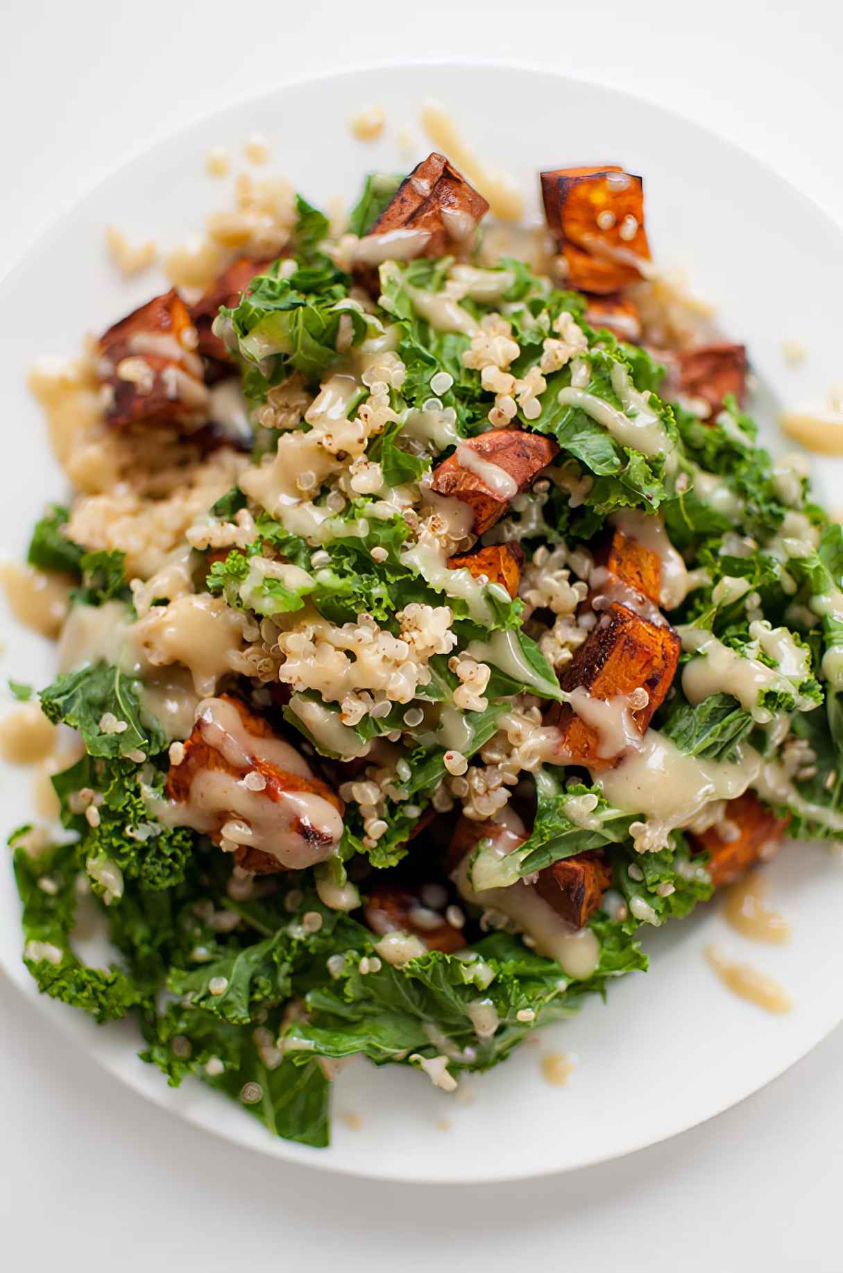 Sweet Potato, Kale and Quinoa Salad with Tahini Dressing