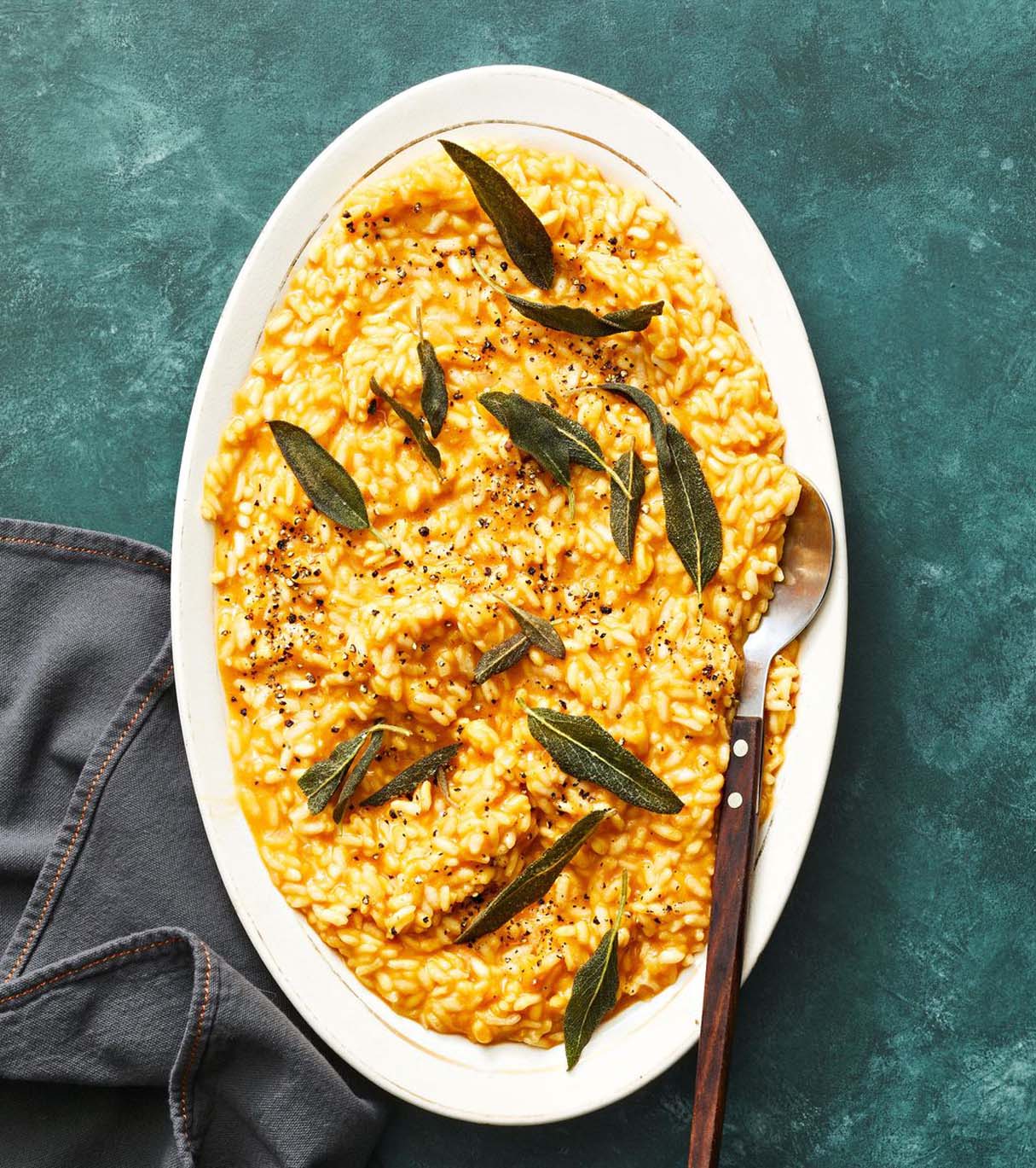 Vegan Pumpkin Risotto with Crispy Sage