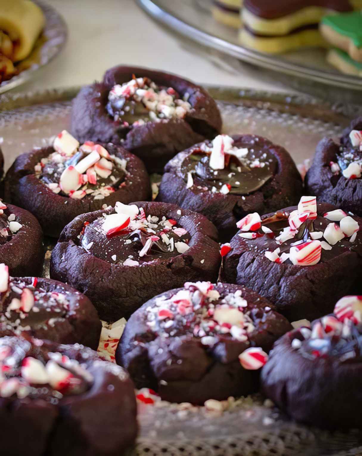 Peppermint Hot Fudge Thumbprints