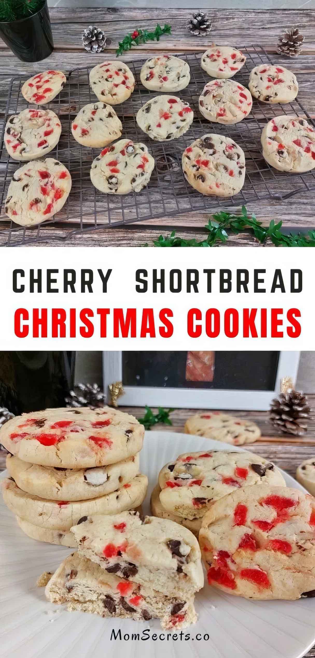Soft Cherry Chocolate Chip Shorbread Cookies Recipe for Christmas Eve