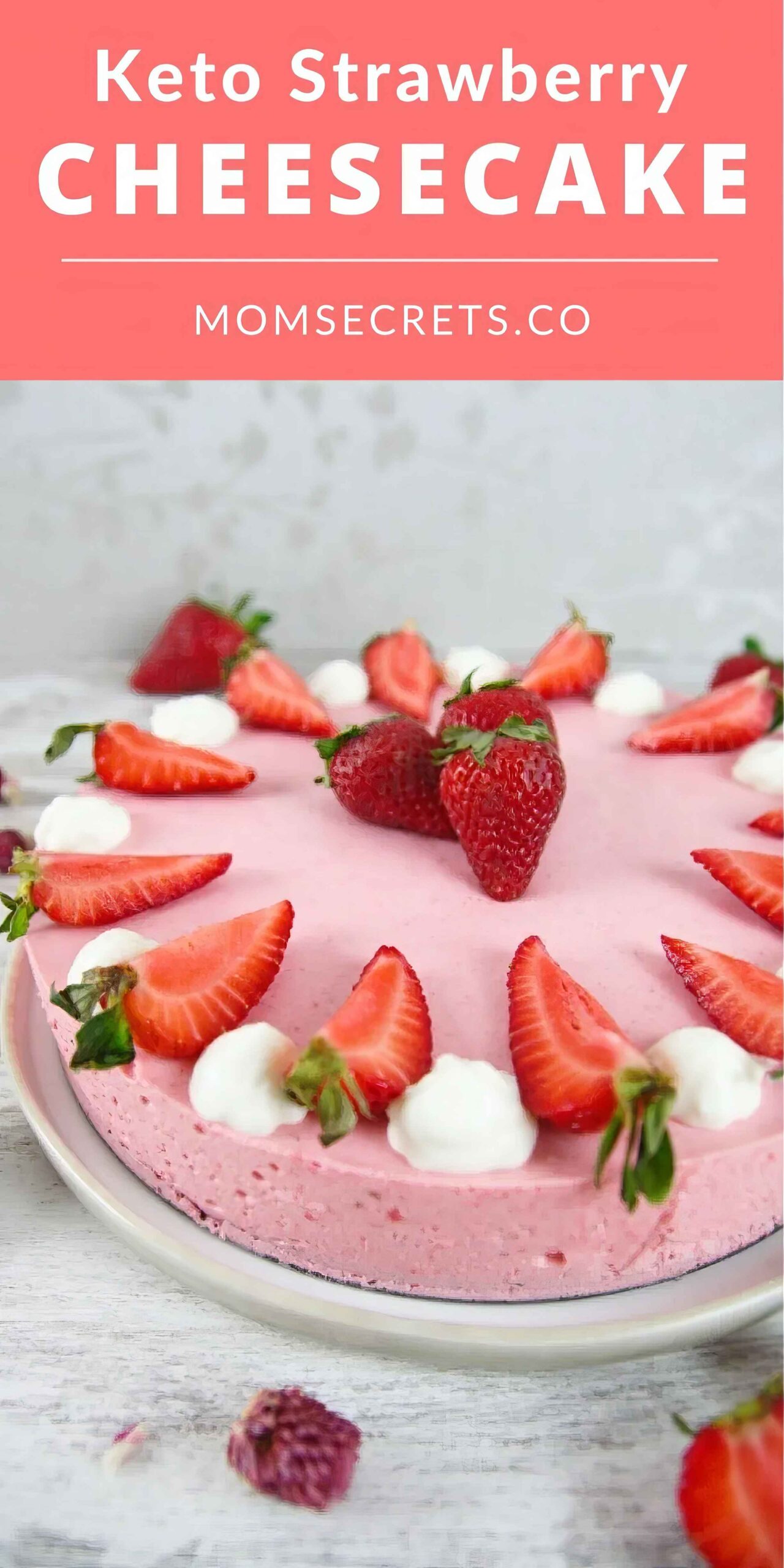 Crustless Keto No-Bake Strawberry Cheesecake Recipe