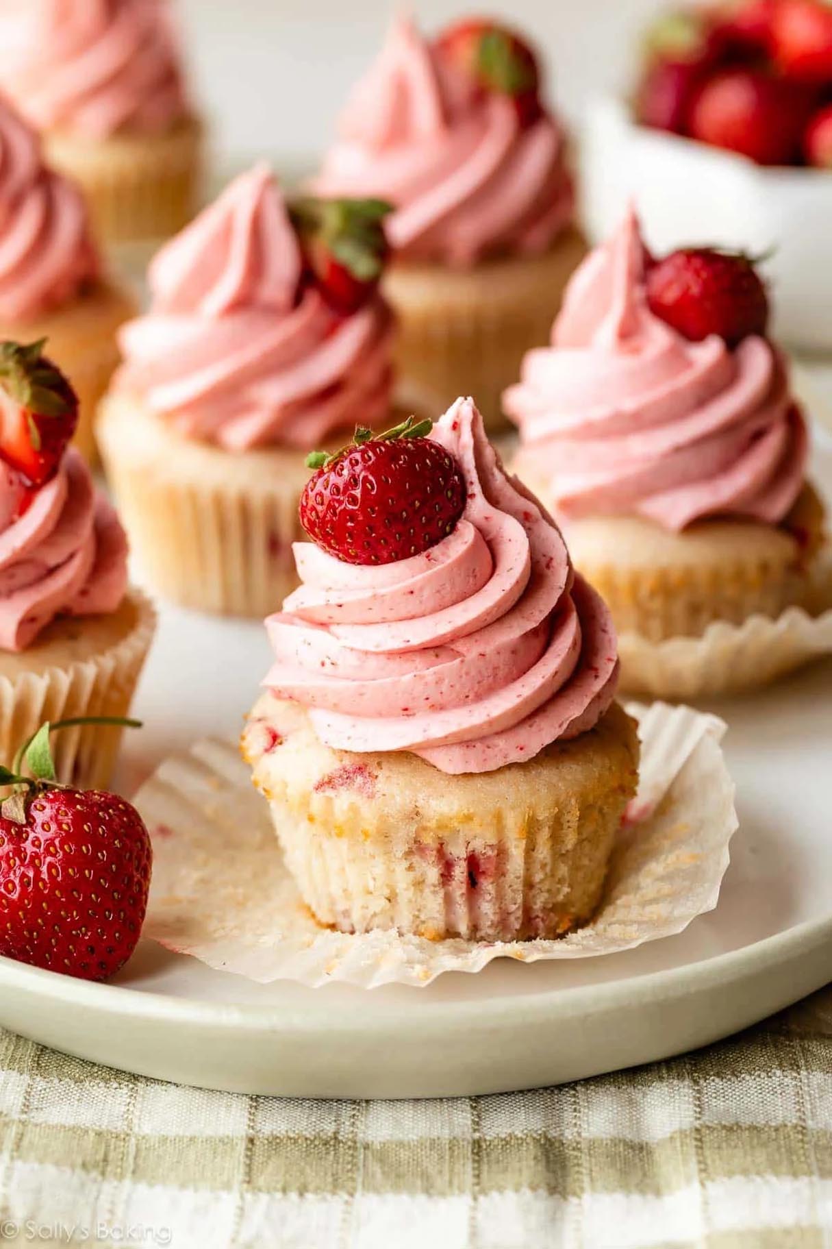 Strawberry Cupcakes with Strawberry Buttercream