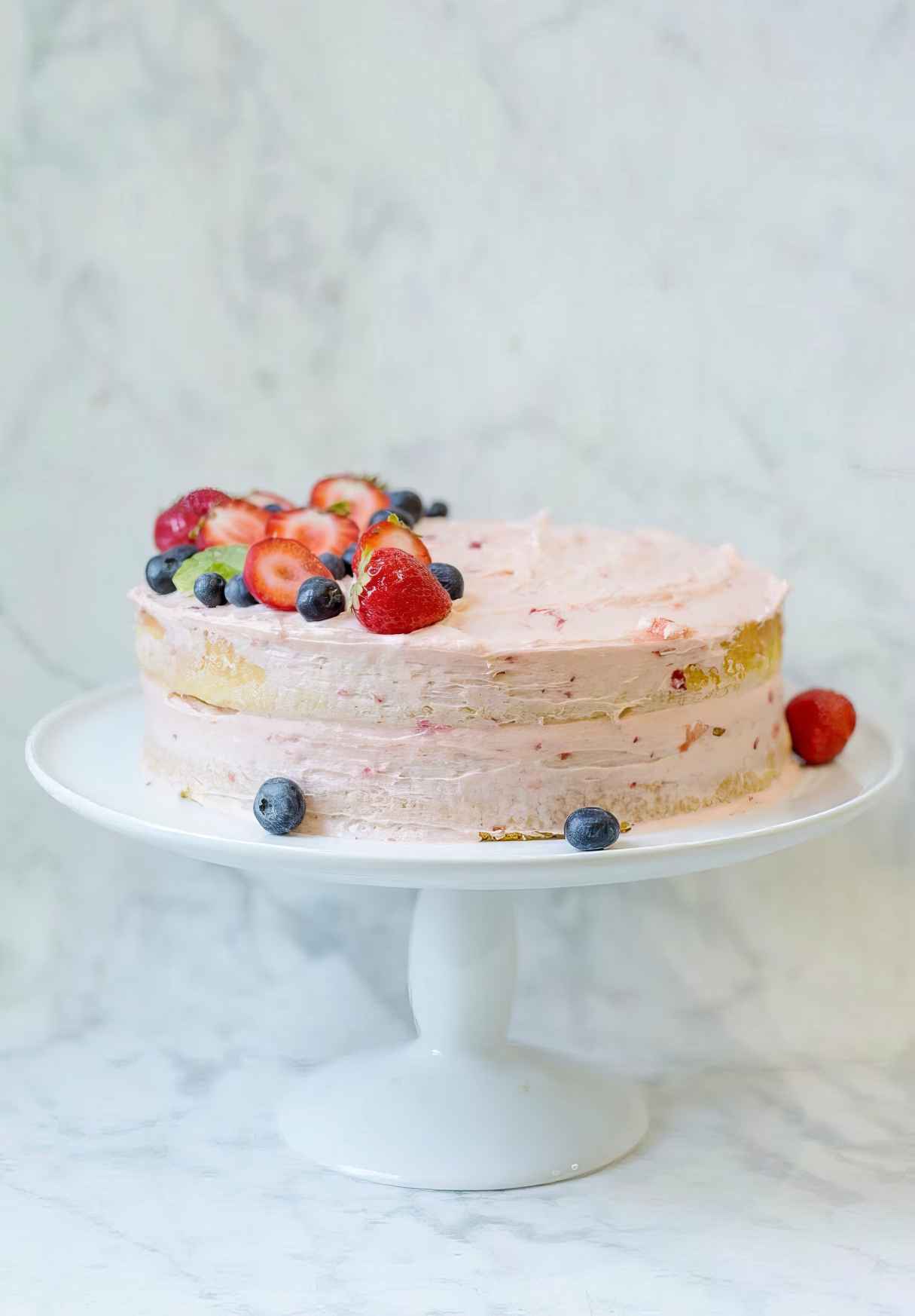 Vanilla Buttermilk Cake with Strawberry Buttercream Frosting