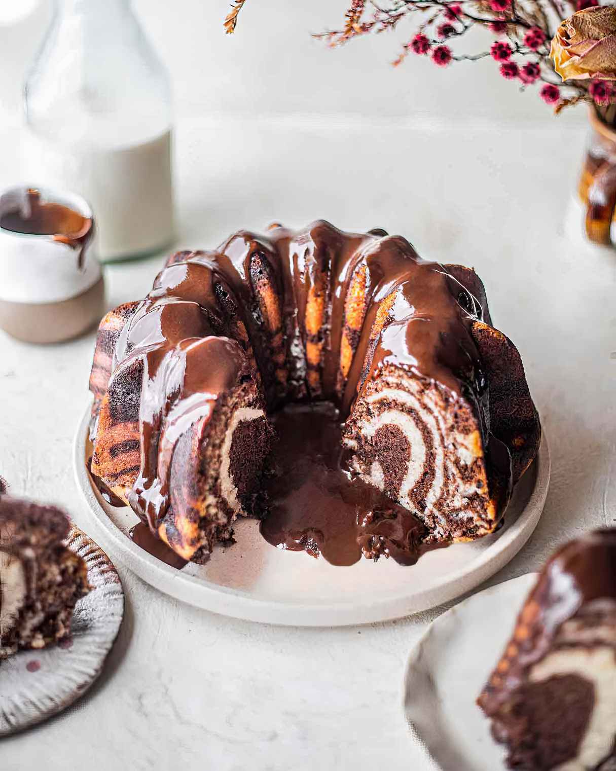 Fluffy and Decadent Vegan Zebra Bundt Cake