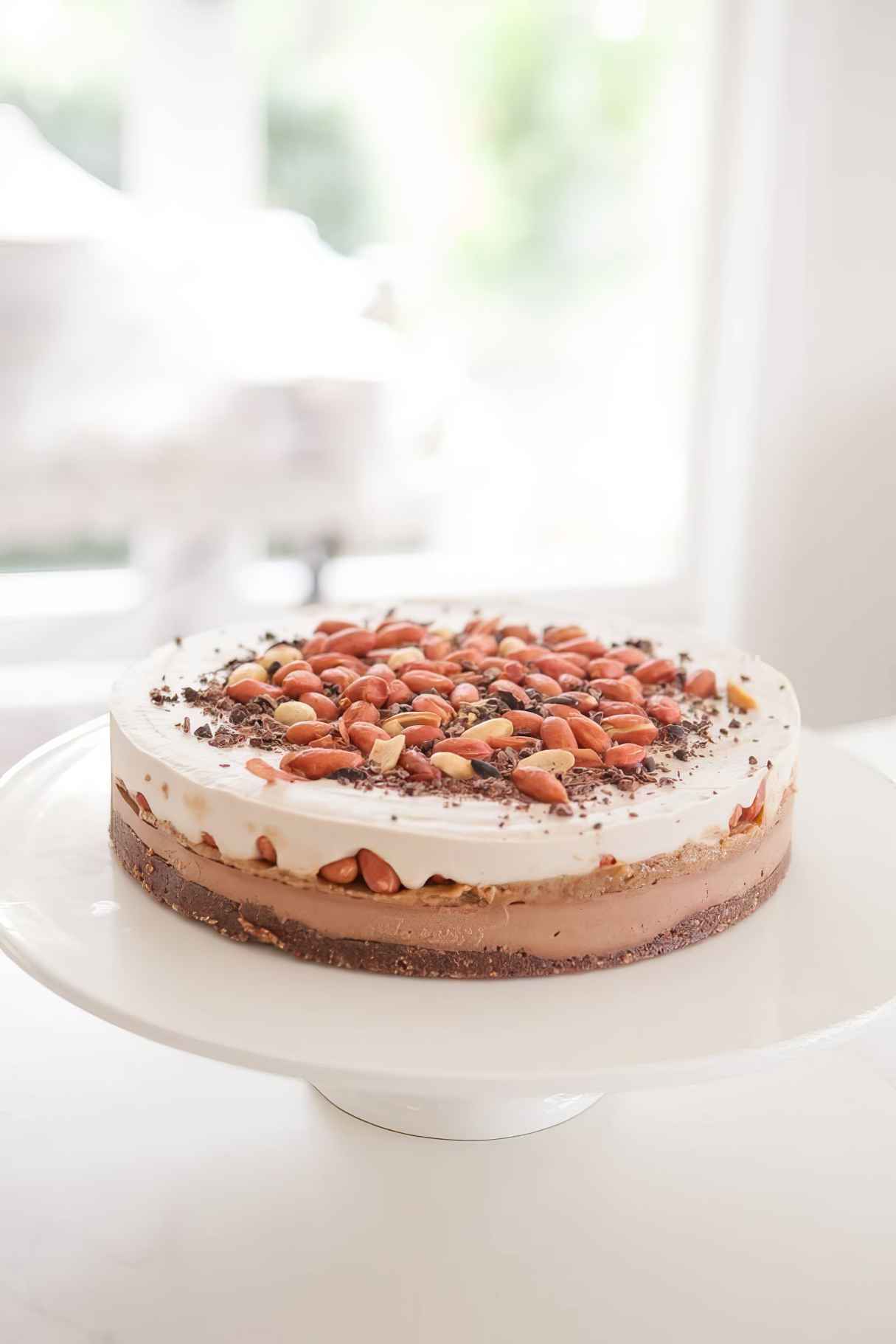 Raw Snickers Cake with Vegan Caramel
