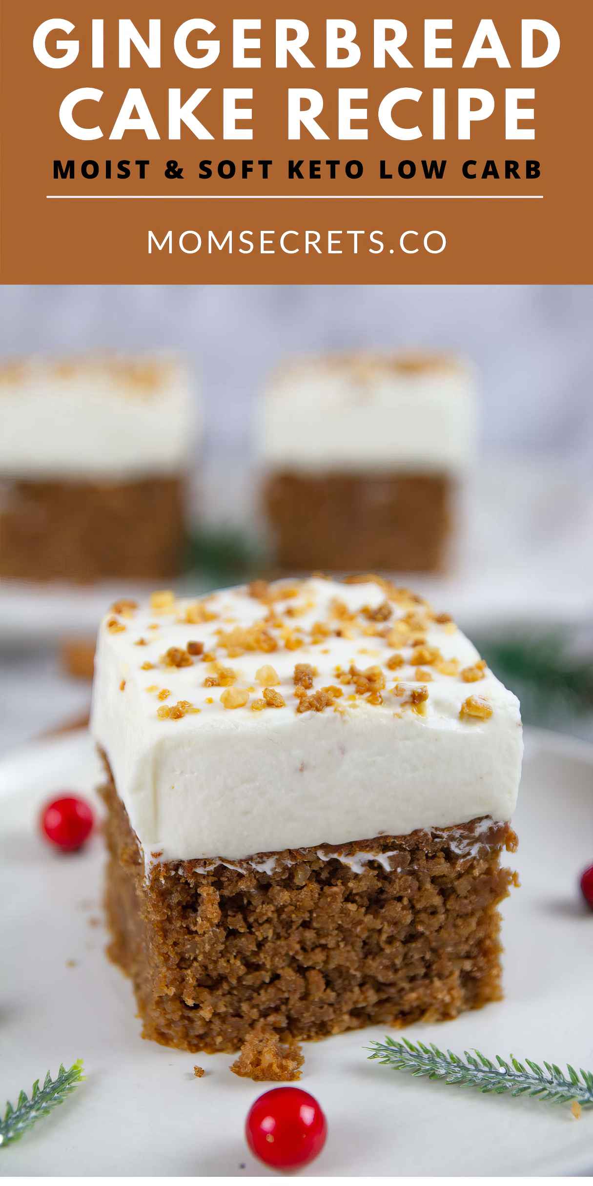 Spiced and Moist Gingerbread Cake with Mascarpone Cheese Frosting (Keto)