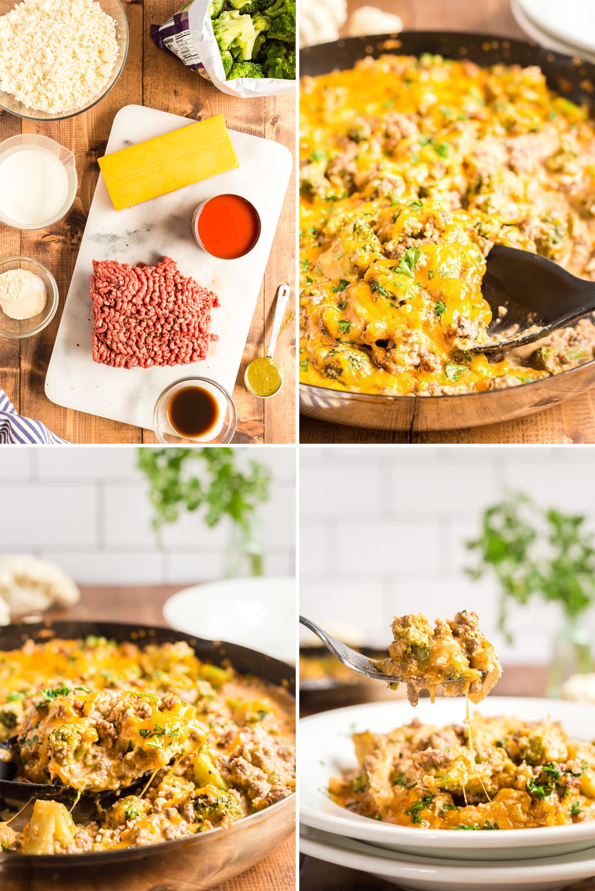 Low Carb Cheesy Beef and Broccoli Rice Skillet