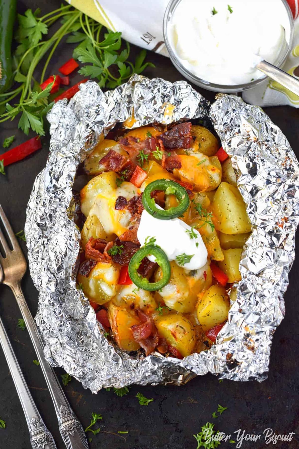 Bacon Ranch Foil Wrapped Potatoes