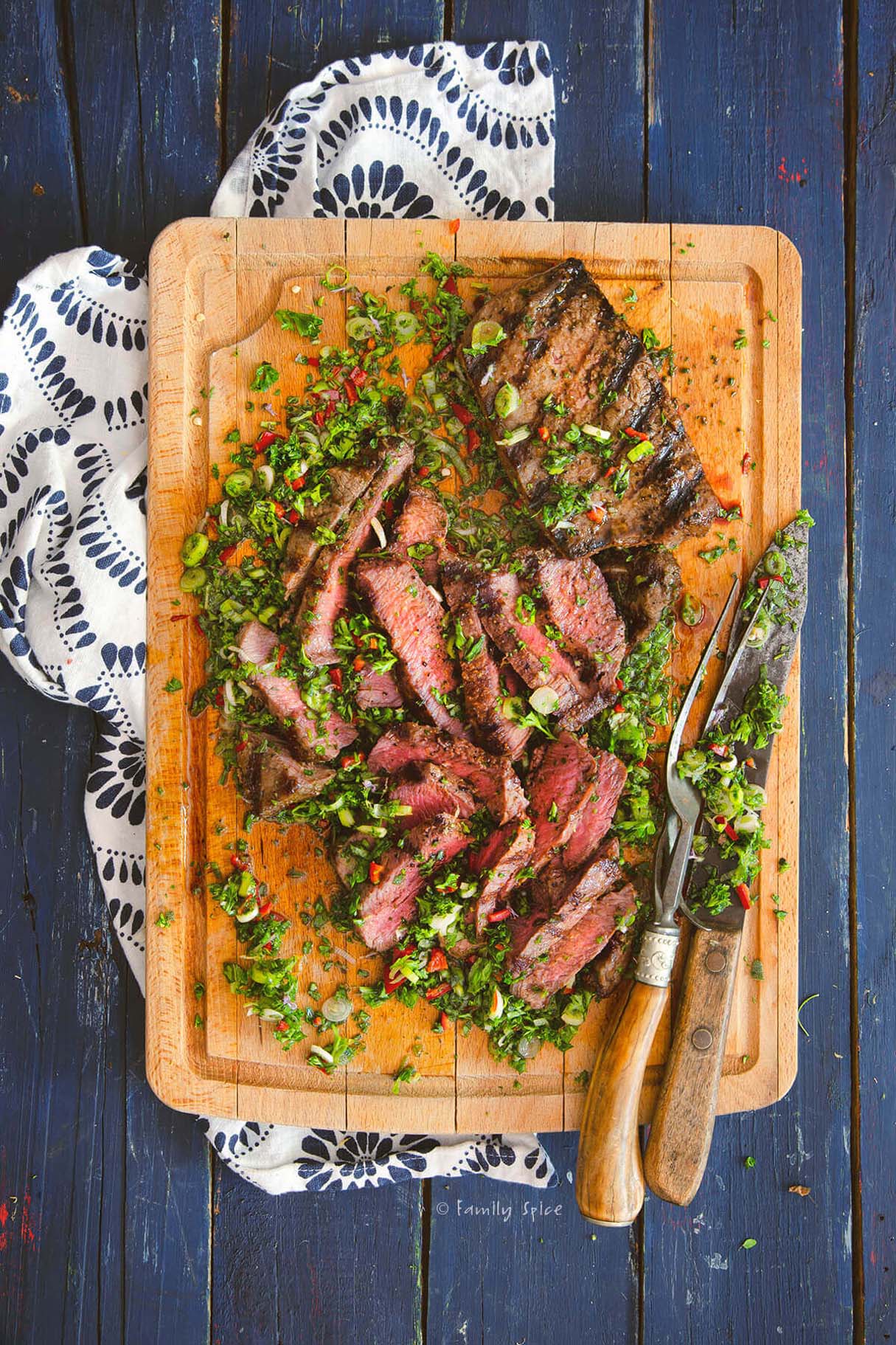 Flat Iron Steak with Cutting Board Sauce