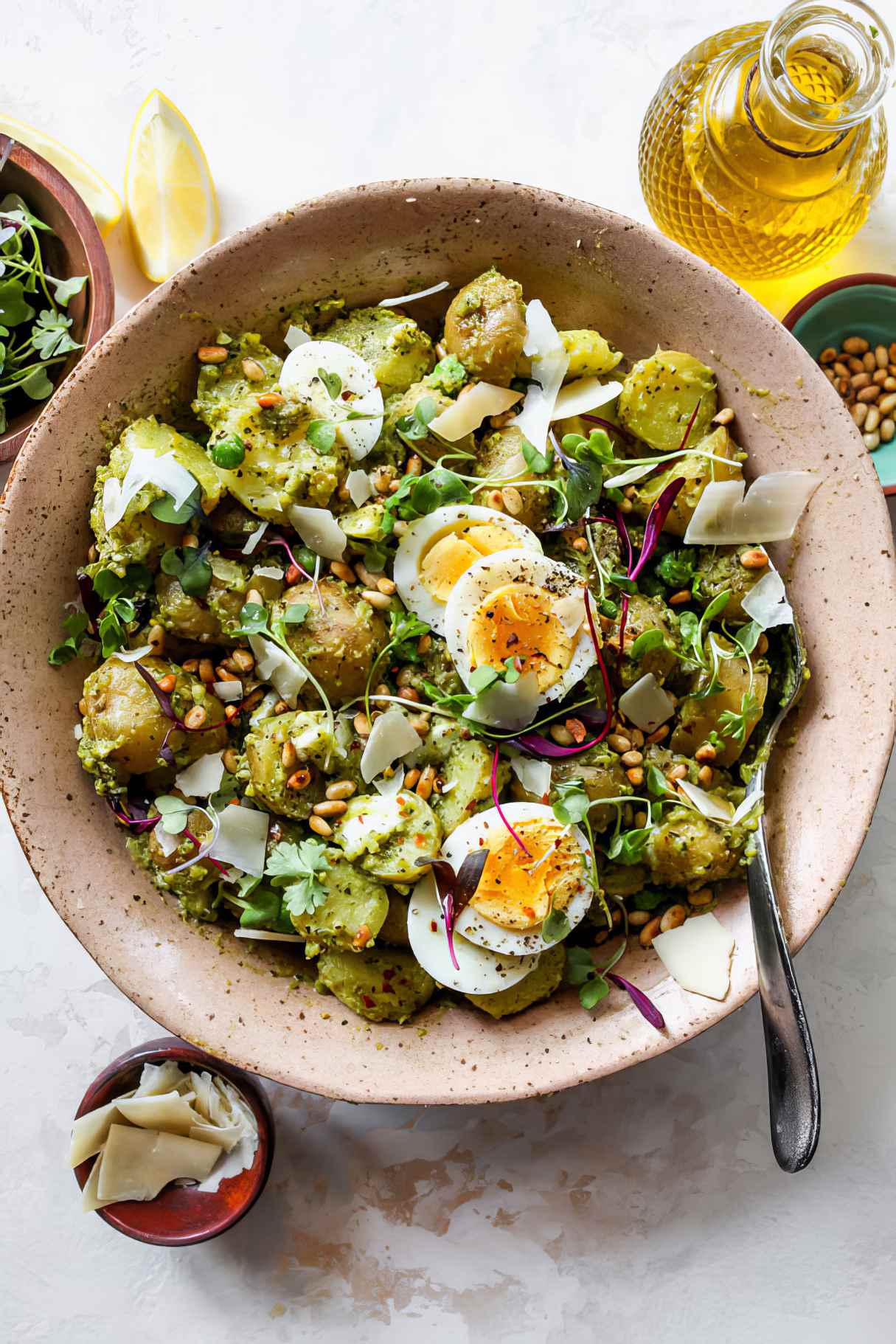 Pesto Potato Salad With Peas And Pine Nuts