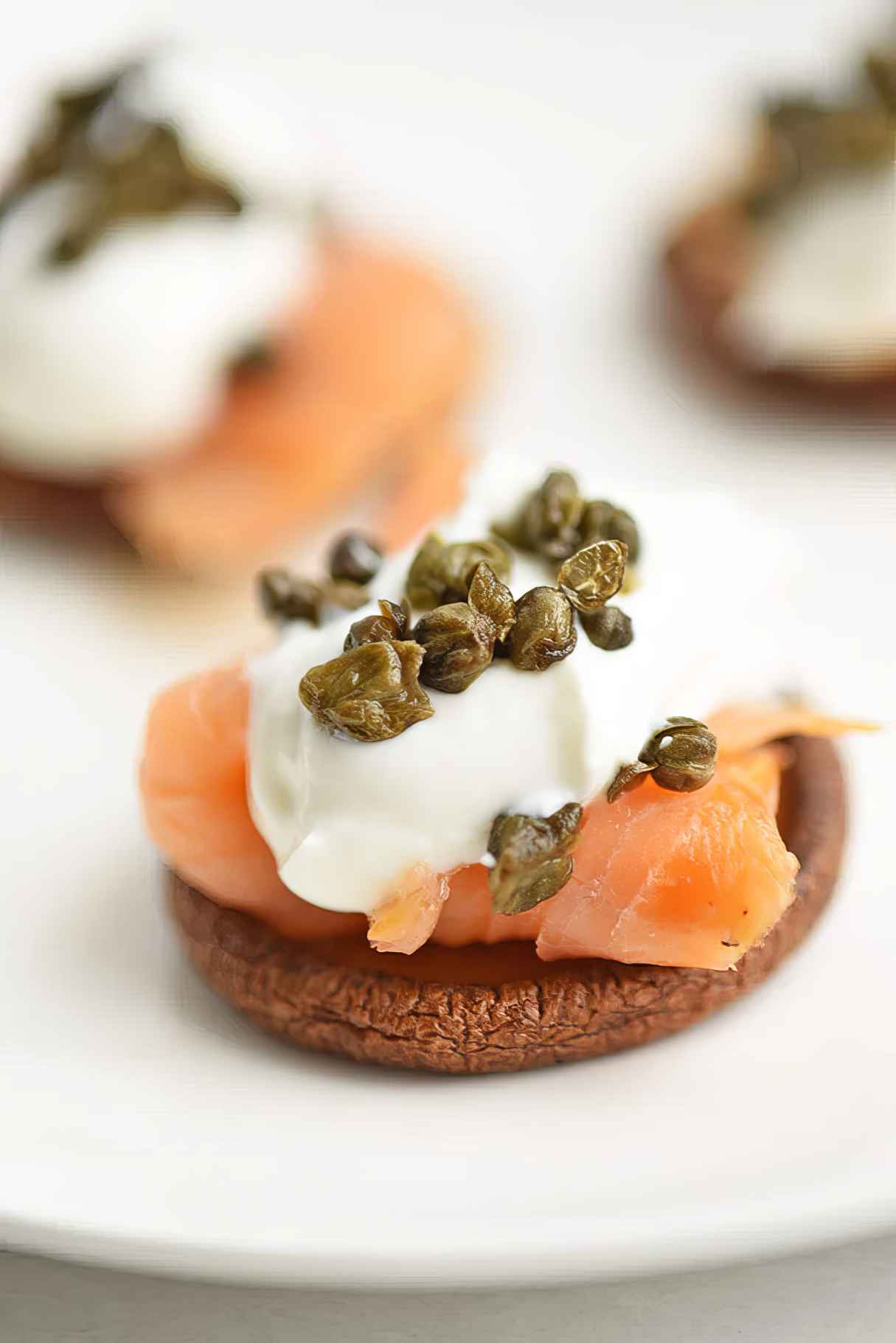 Crispy Mushroom Caps with Cream Cheese and Lox