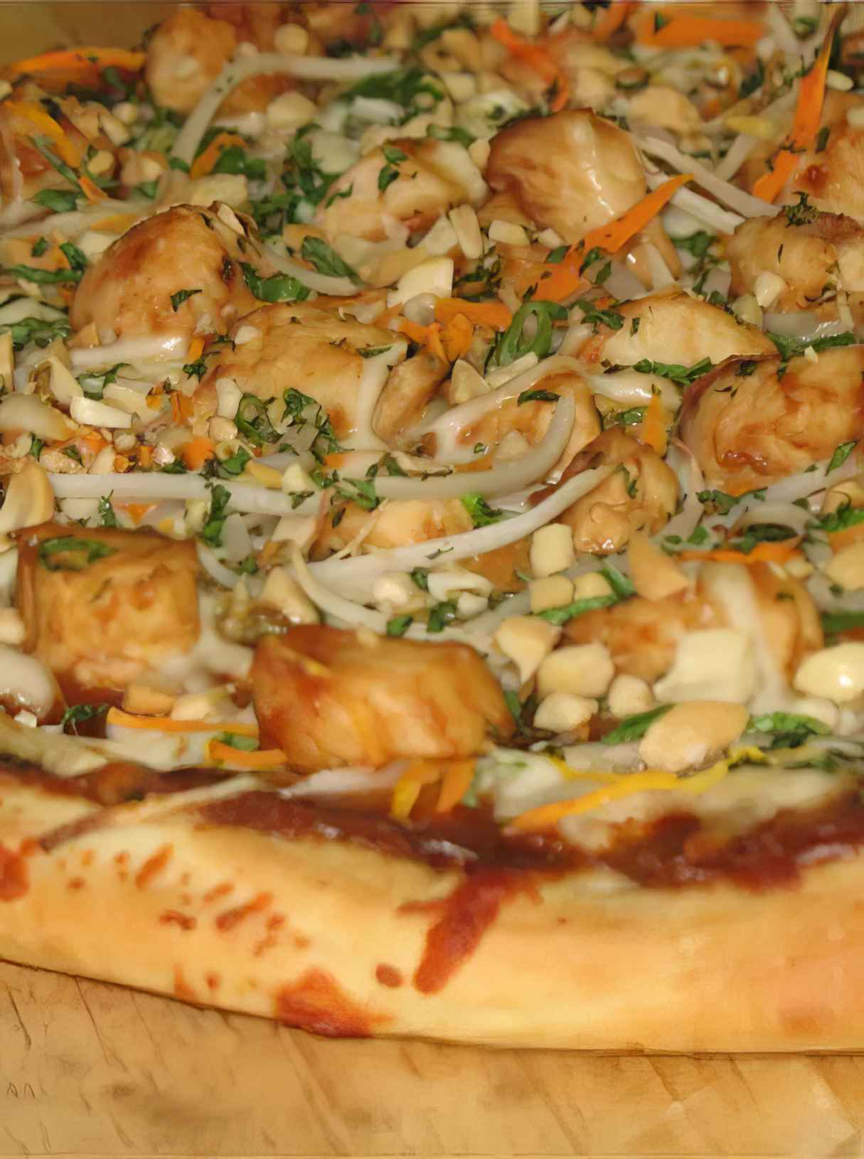 Thai Chicken Pizza with Carrots and Cilantro