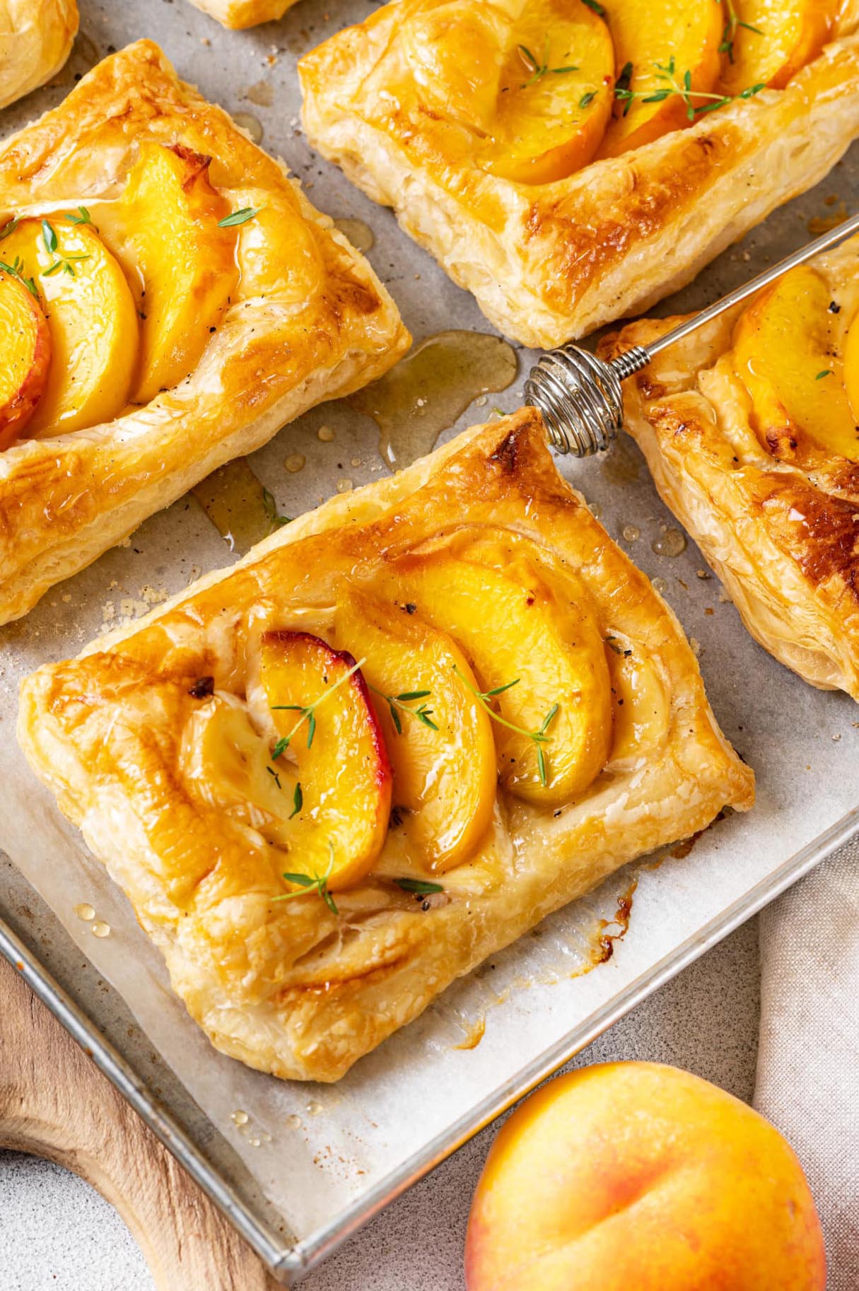 Sweet and Savory, Crunchy and Smooth Peach and Brie Puff Pastry Tarts