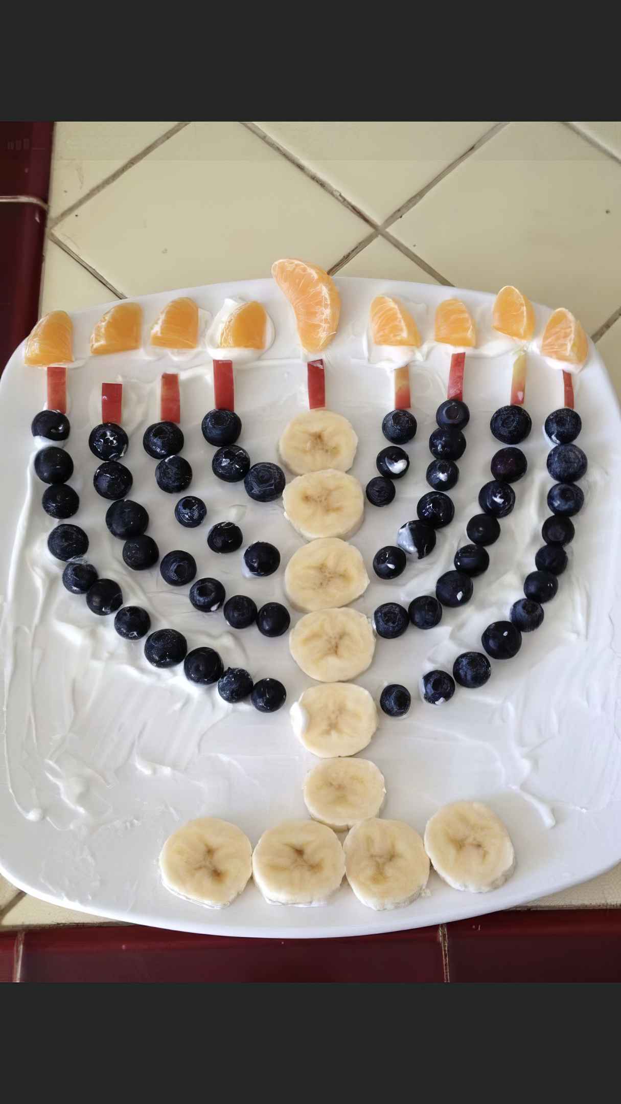Rainbow Menorah Cookie Pizza