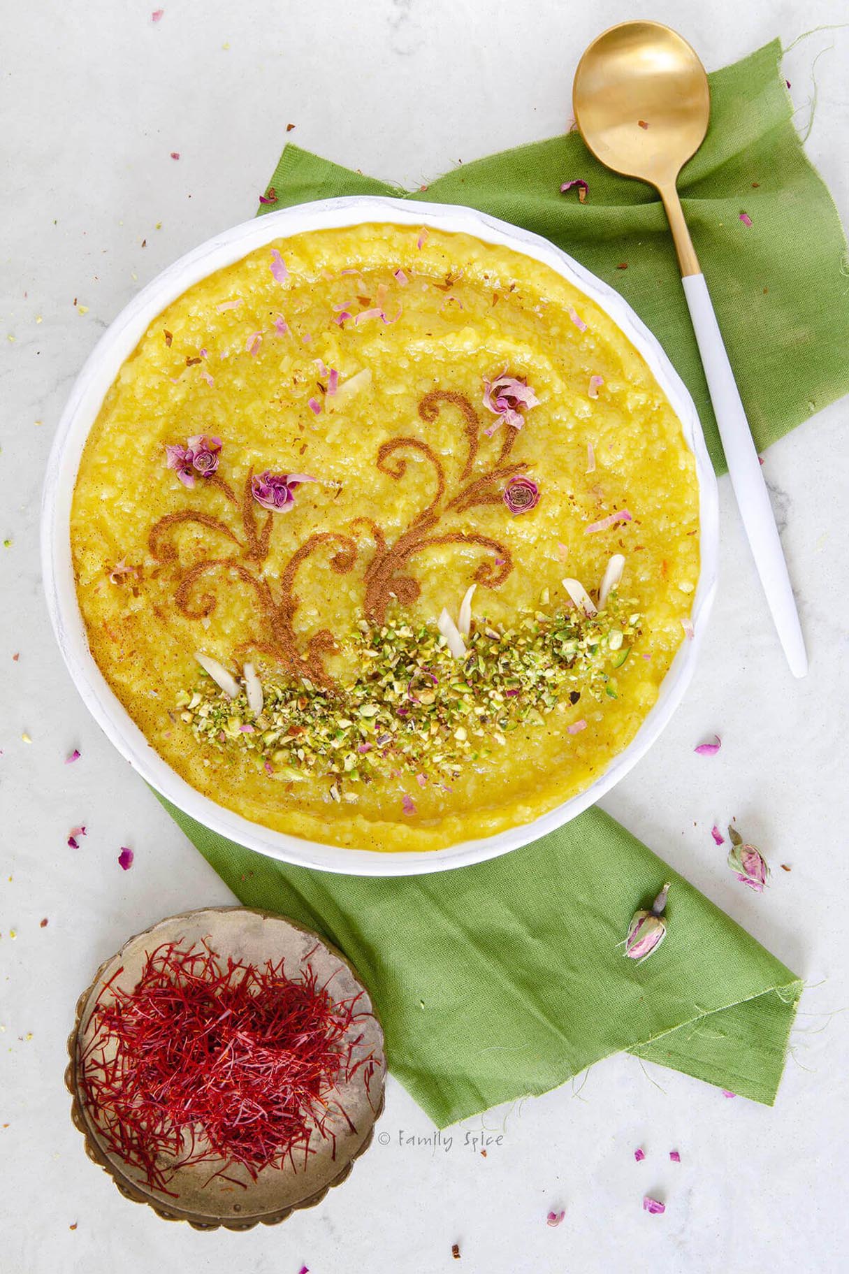Shole Zard (Saffron Rice Pudding) - Persian Dessert