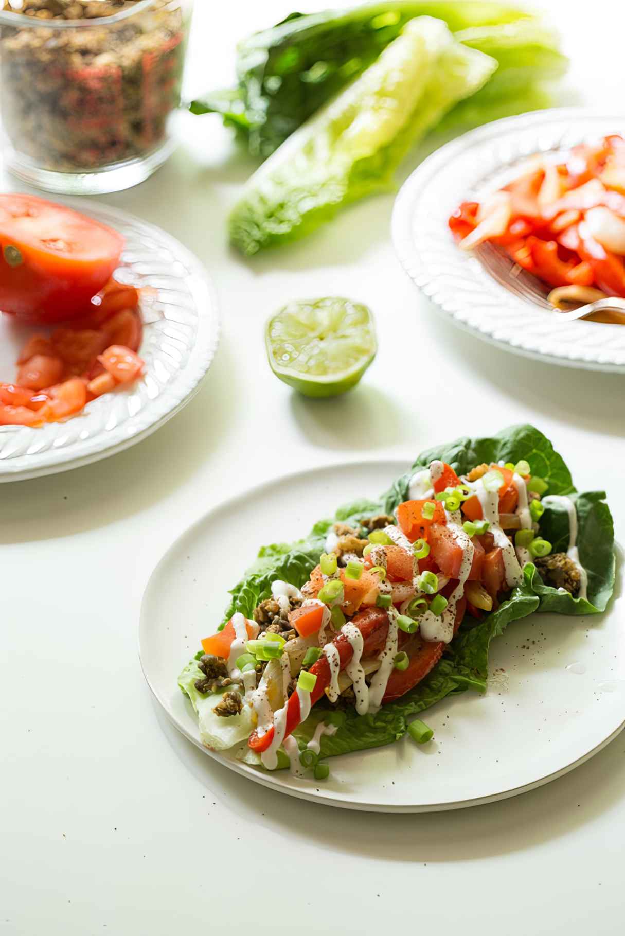 Green Taco Wraps with Lentil Walnut Taco Meat