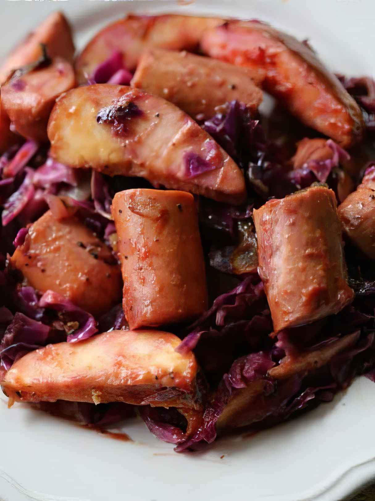 Kielbasa with Red Cabbage and Apples from Poland