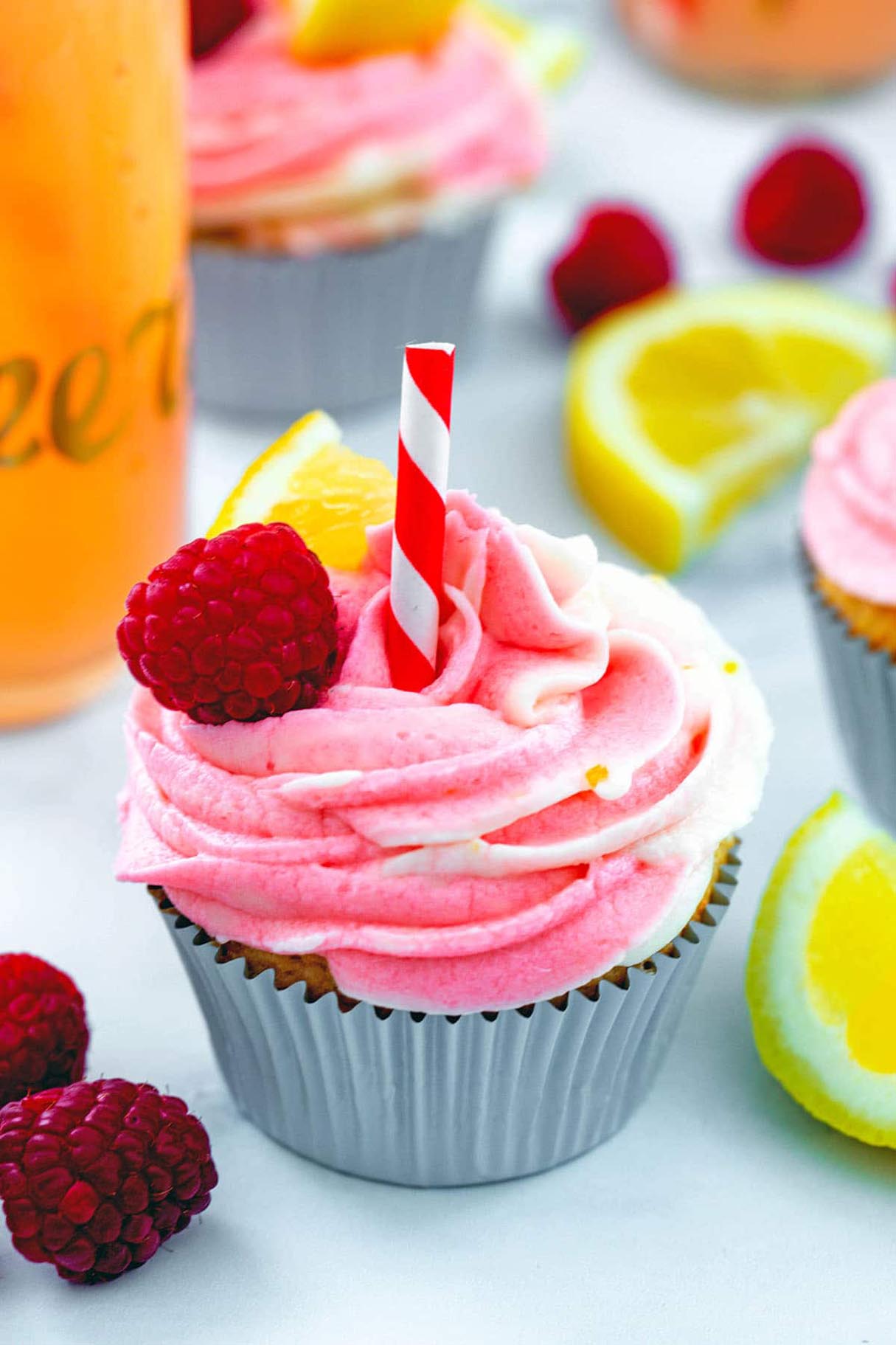Lemon Cupcakes with Raspberry Buttercream