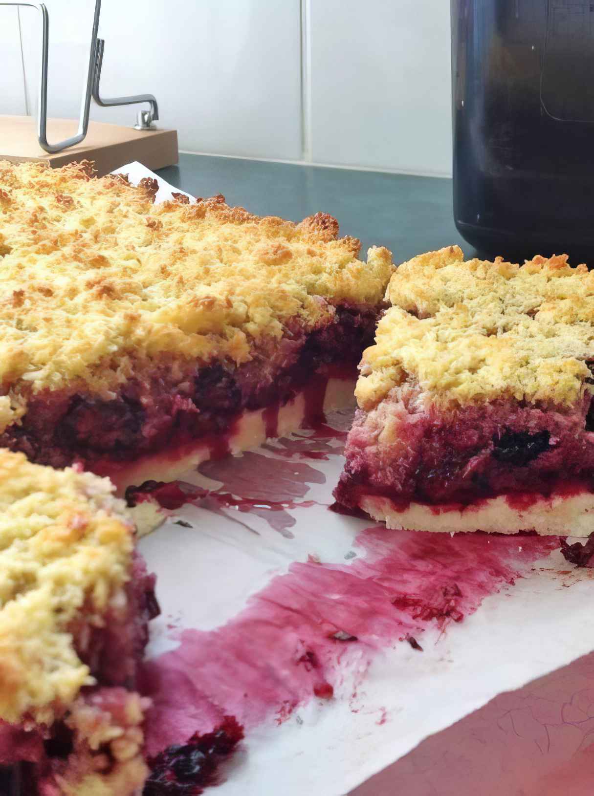 Mulberry Coconut Slice