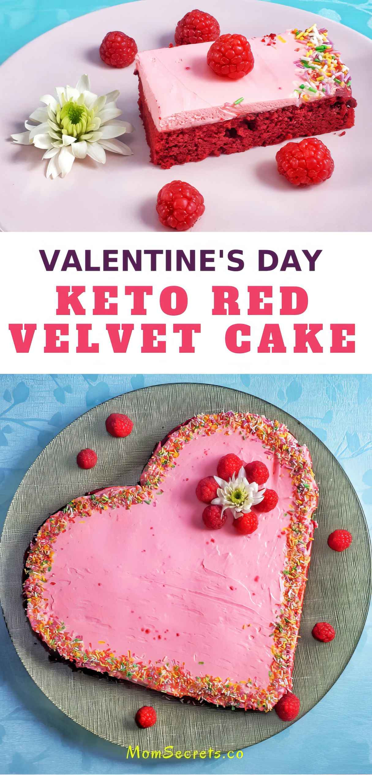 Valentine's Day Dessert - Red Velvet Heart-Shaped Keto Cake