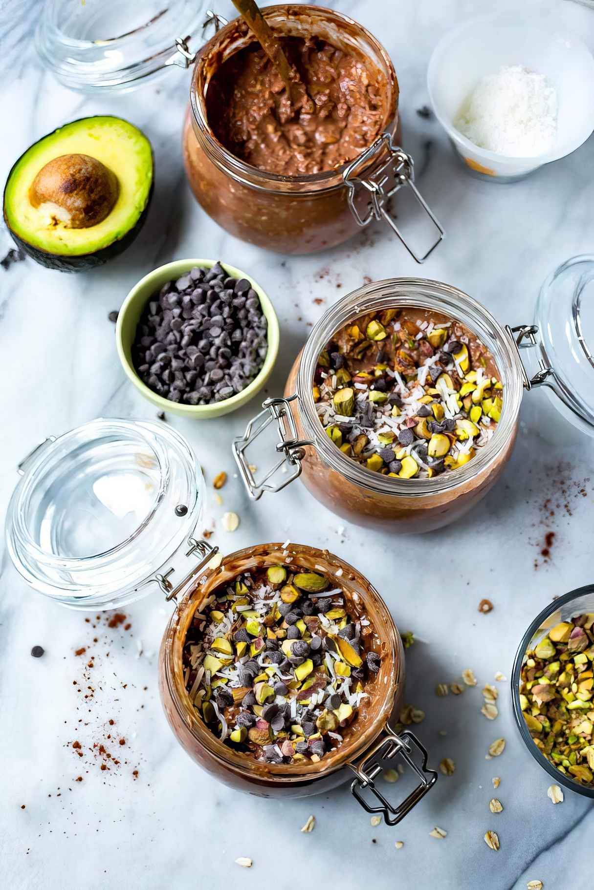 Chocolate Avocado Overnight Oats Jars