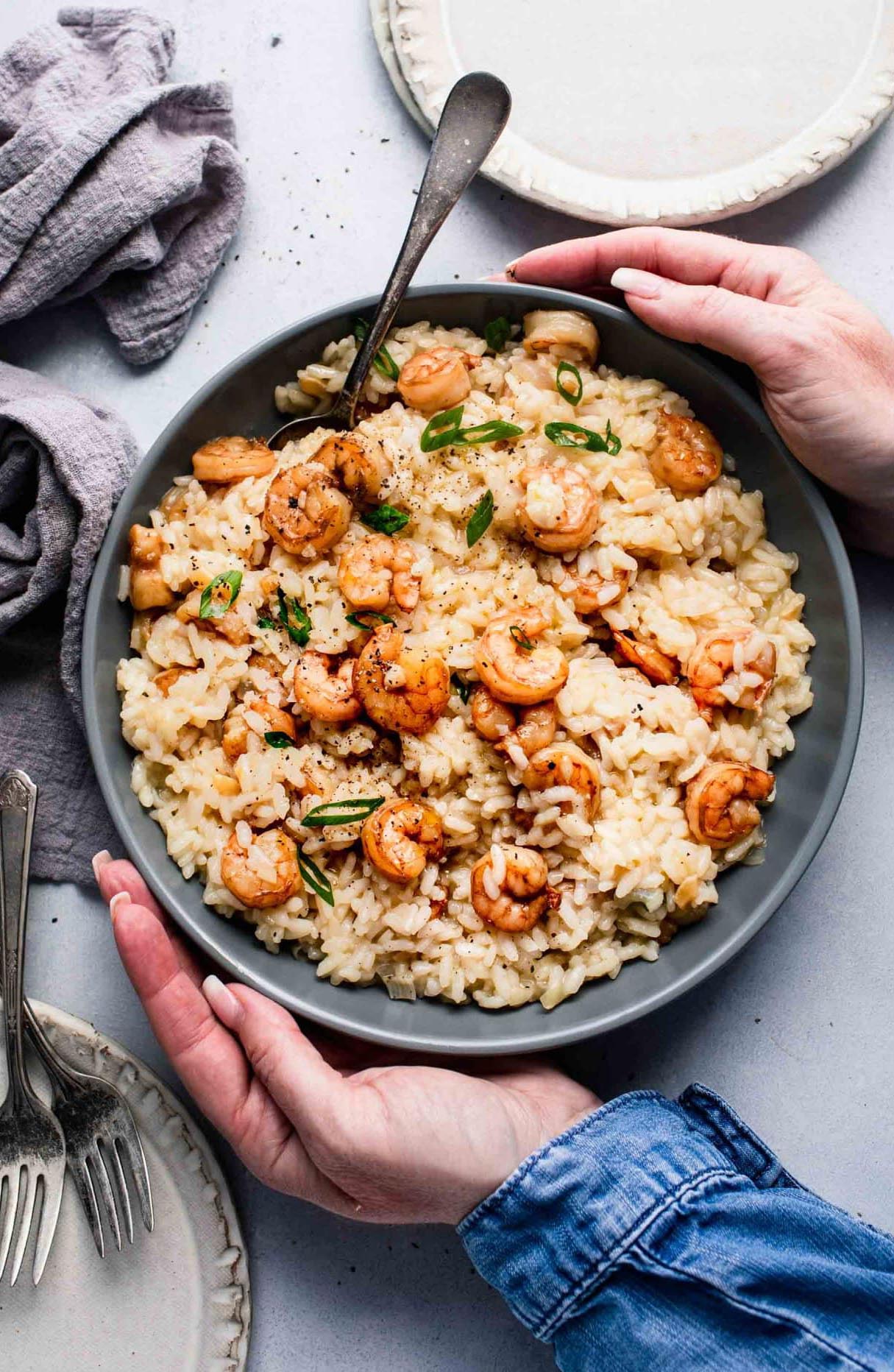 Mushroom Parmesan Shrimp Risotto