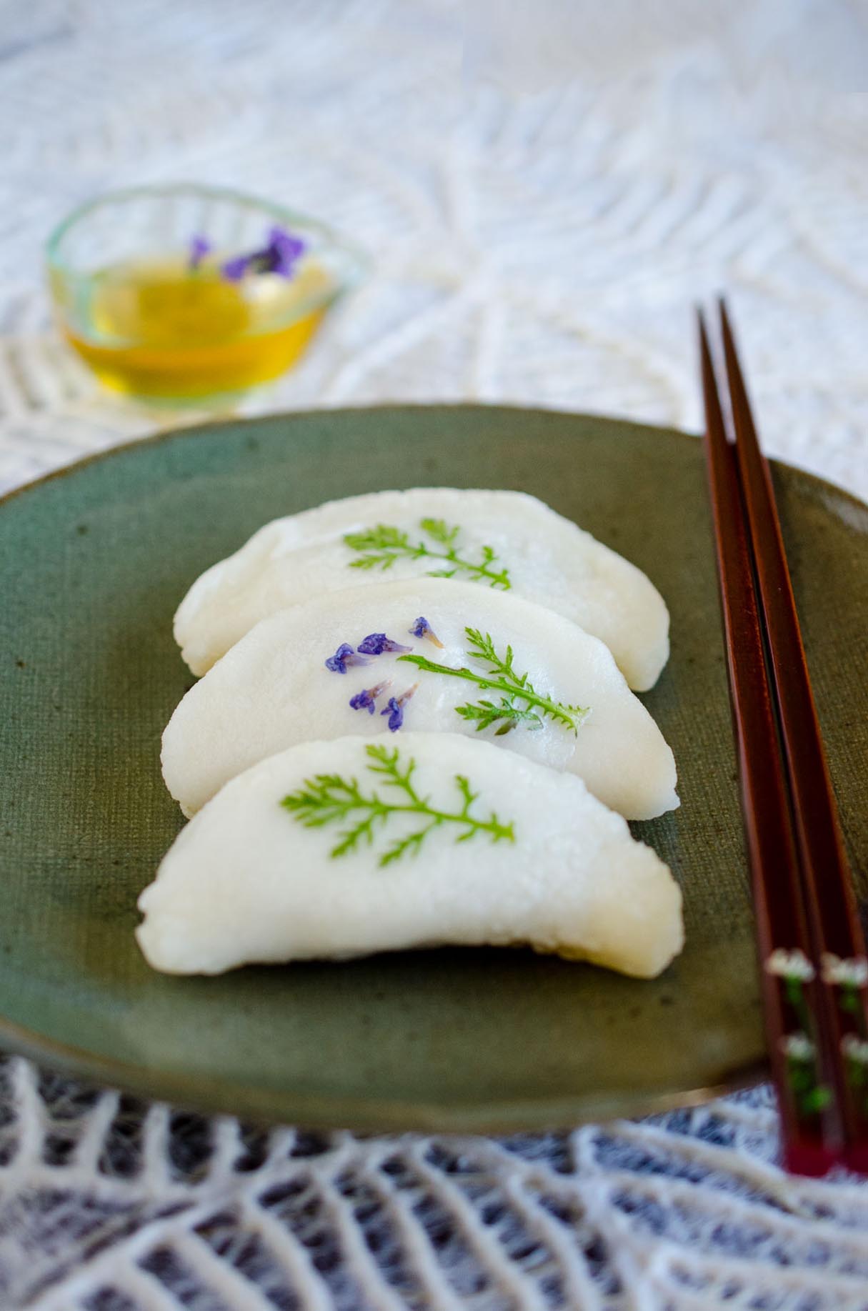 Pan-fried Rice Cake Dumplings with Sweet Red Beans