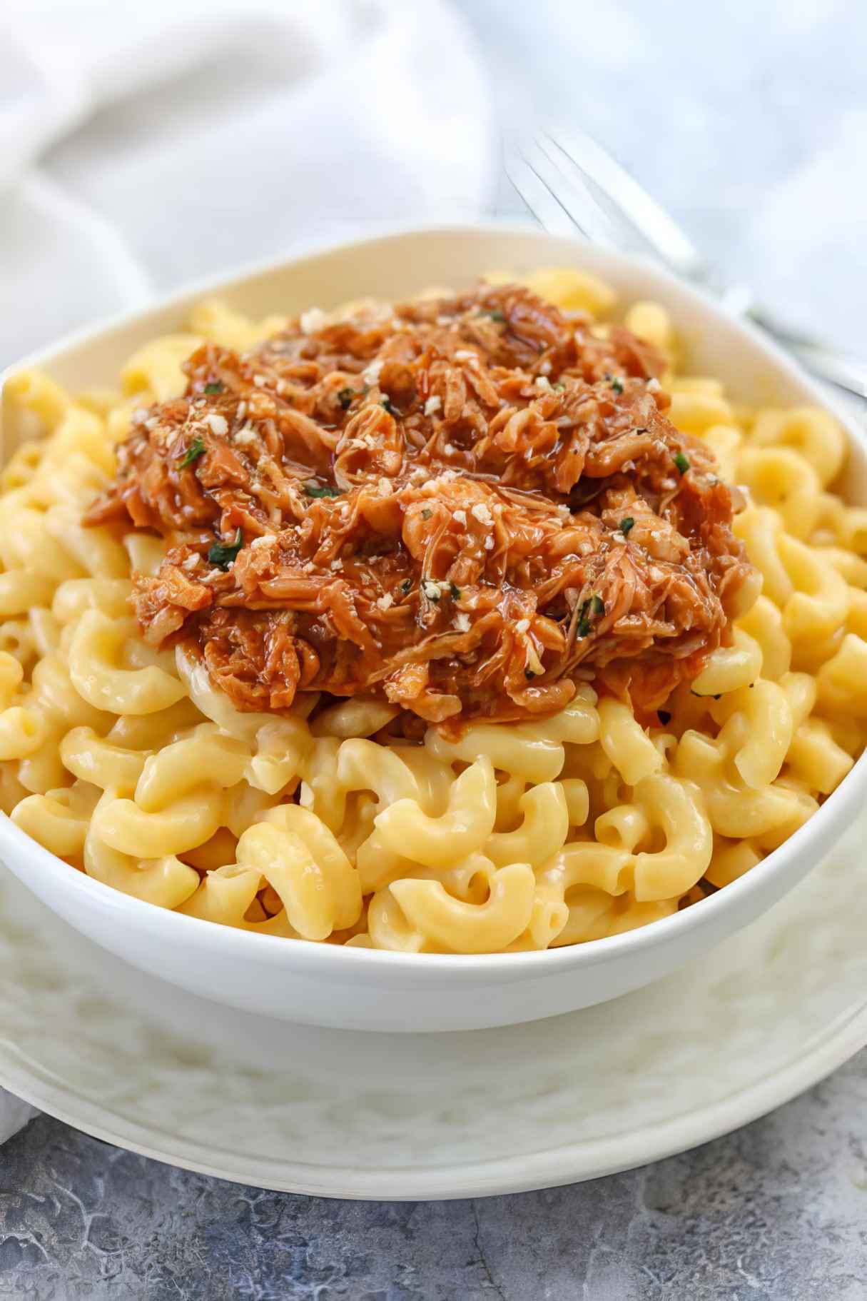 Easy BBQ Pork Mac & Cheese