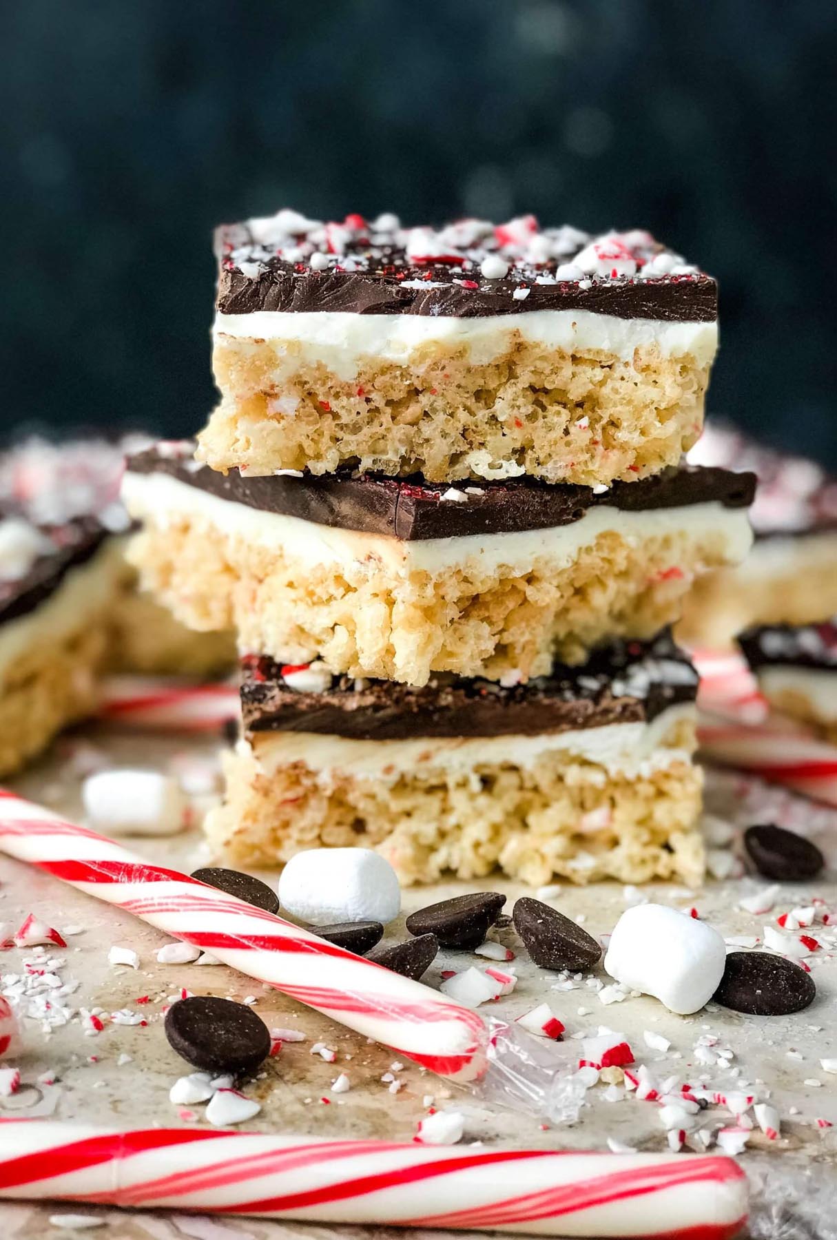 Peppermint Bark Rice Krispie Treats