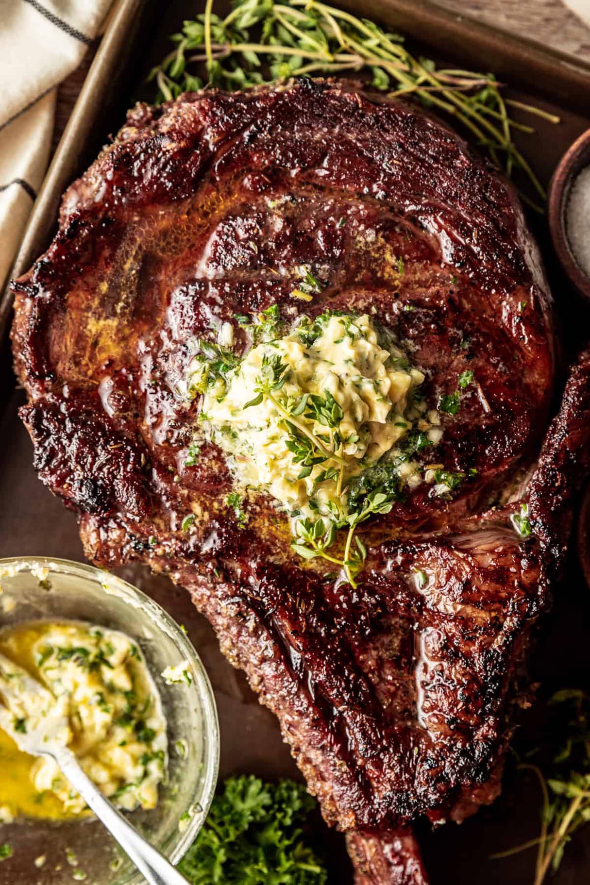Reverse Seared Smoked Tomahawk Steak