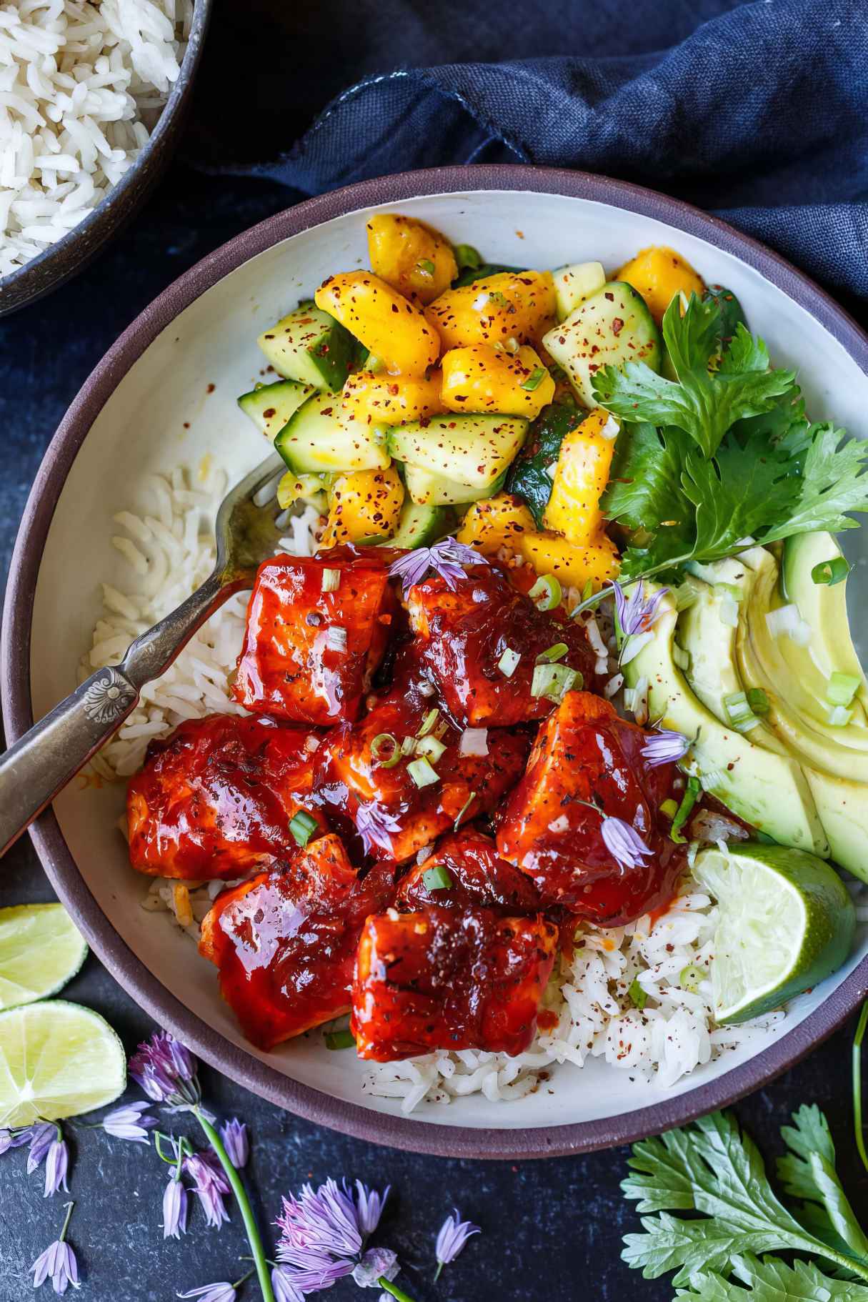 Sticky Gochujang Salmon Bowls - Korean-inspired Recipe with Mango Cucumber Salad