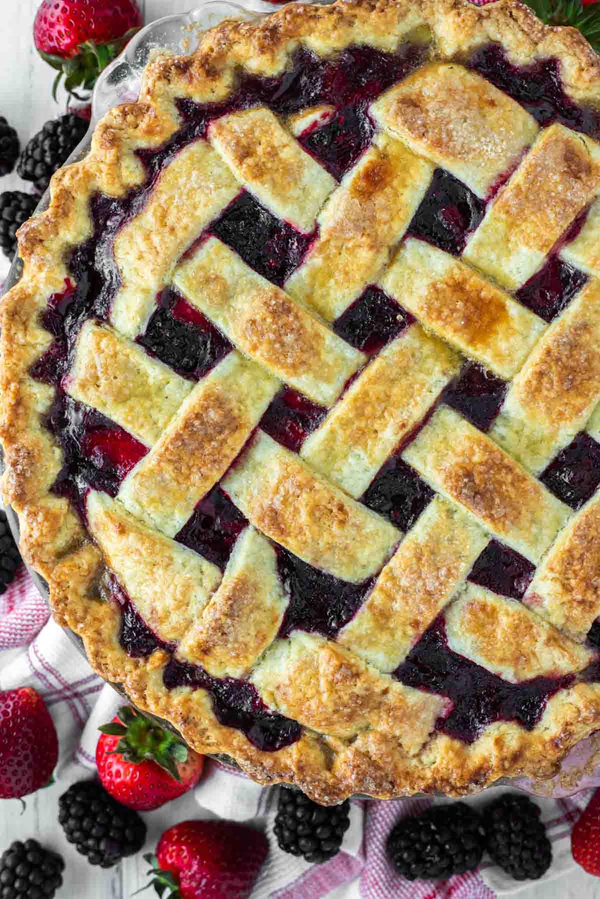 Triple Berry Pie (Use Frozen Raspberries, Blueberries and Blackberries)