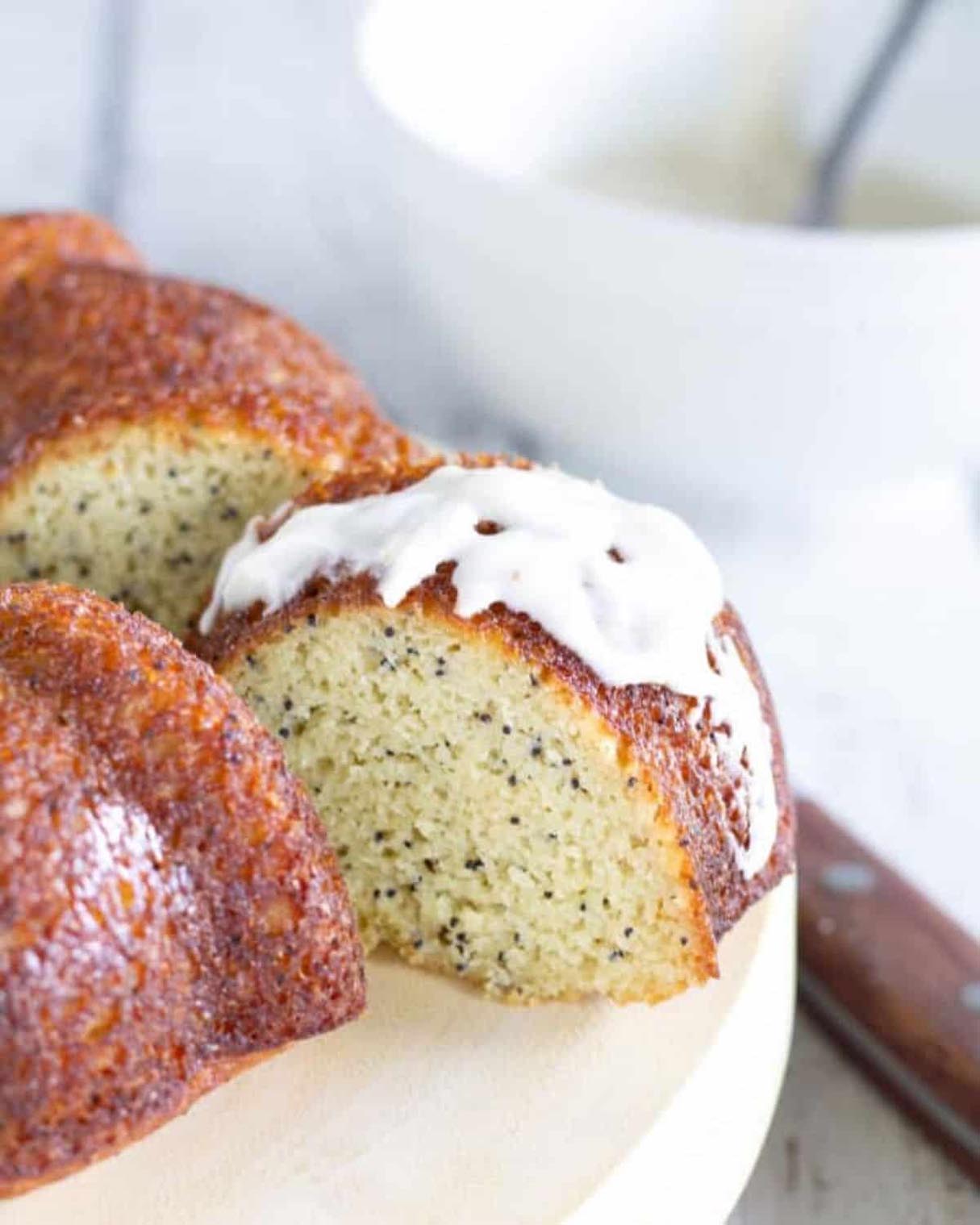 Glazed Keto Lemon Poppy Seed Bundt Cake