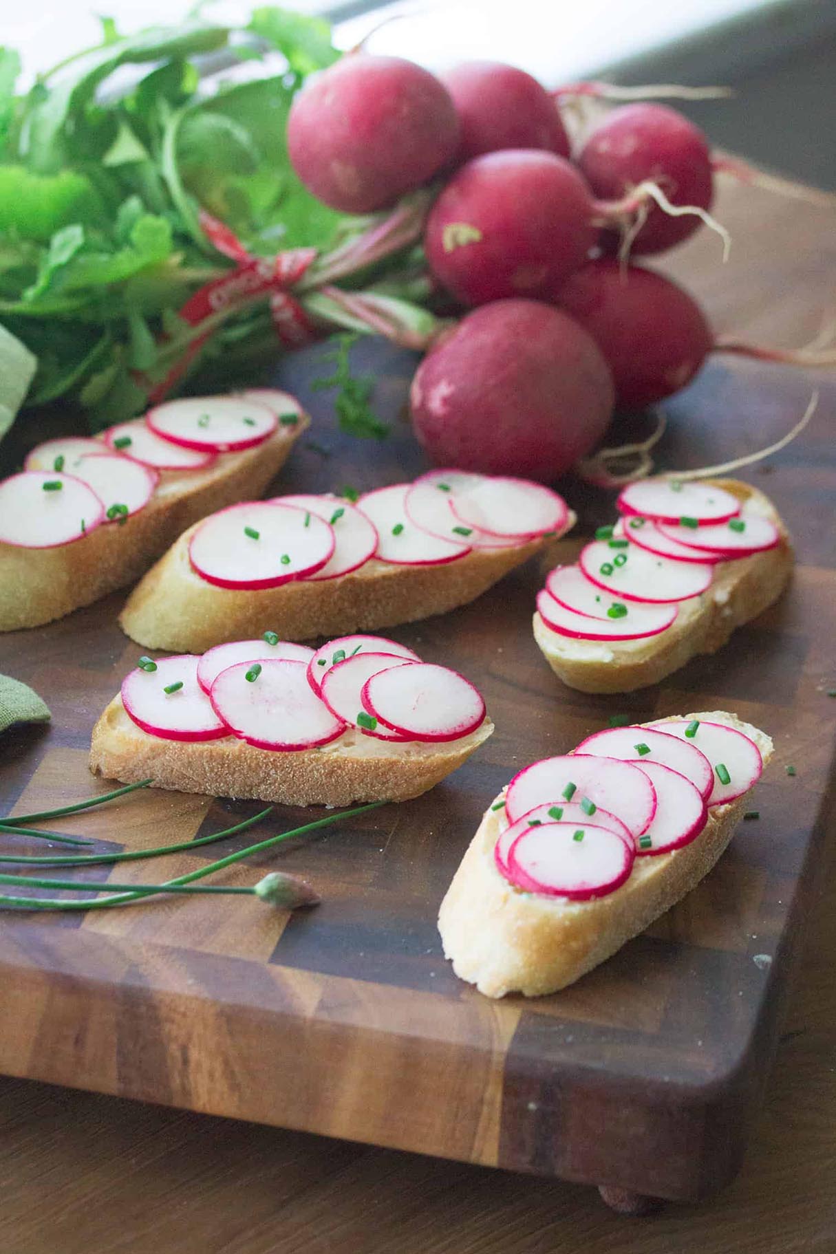 Radishes and Butter Crostini Appetizer