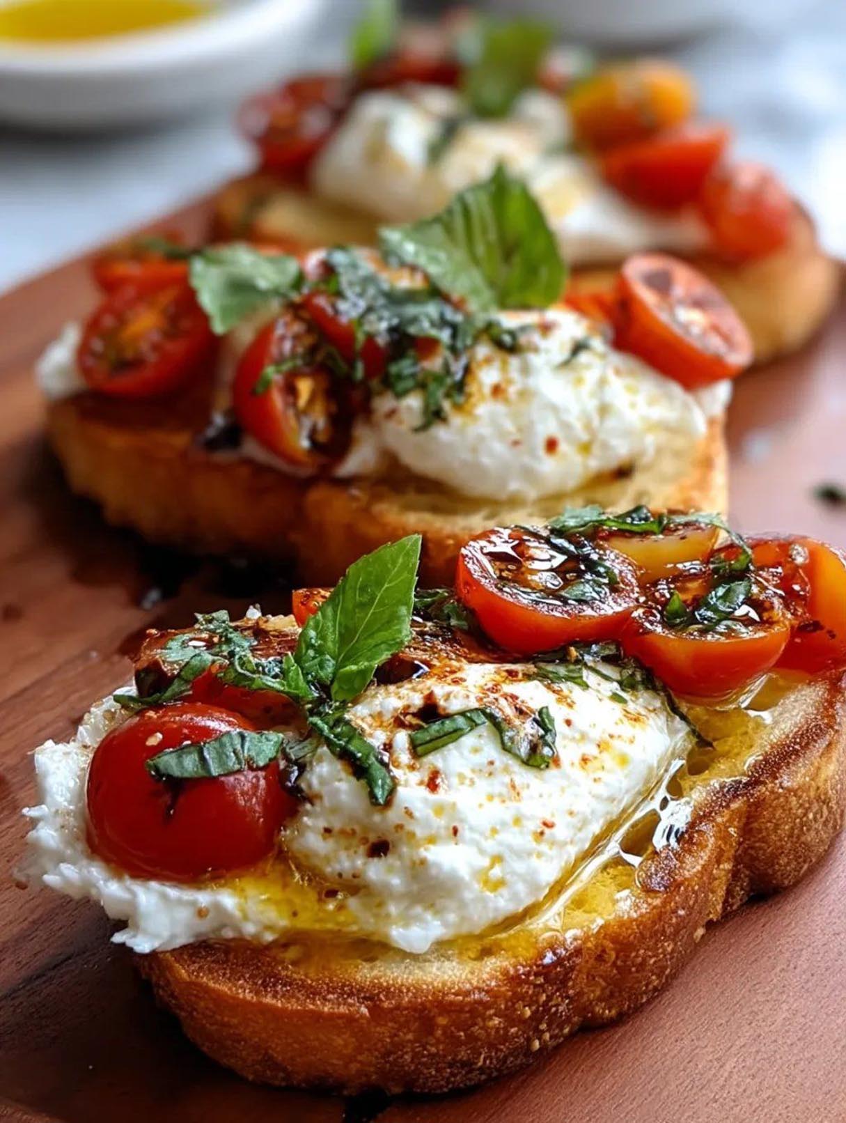 Tomato and Onion Bruschetta with Burrata