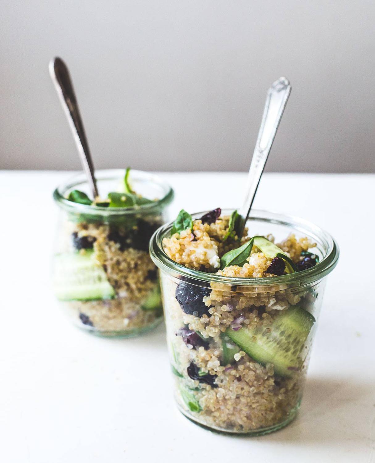 Basil Cucumber Quinoa Salad Picnic Jars
